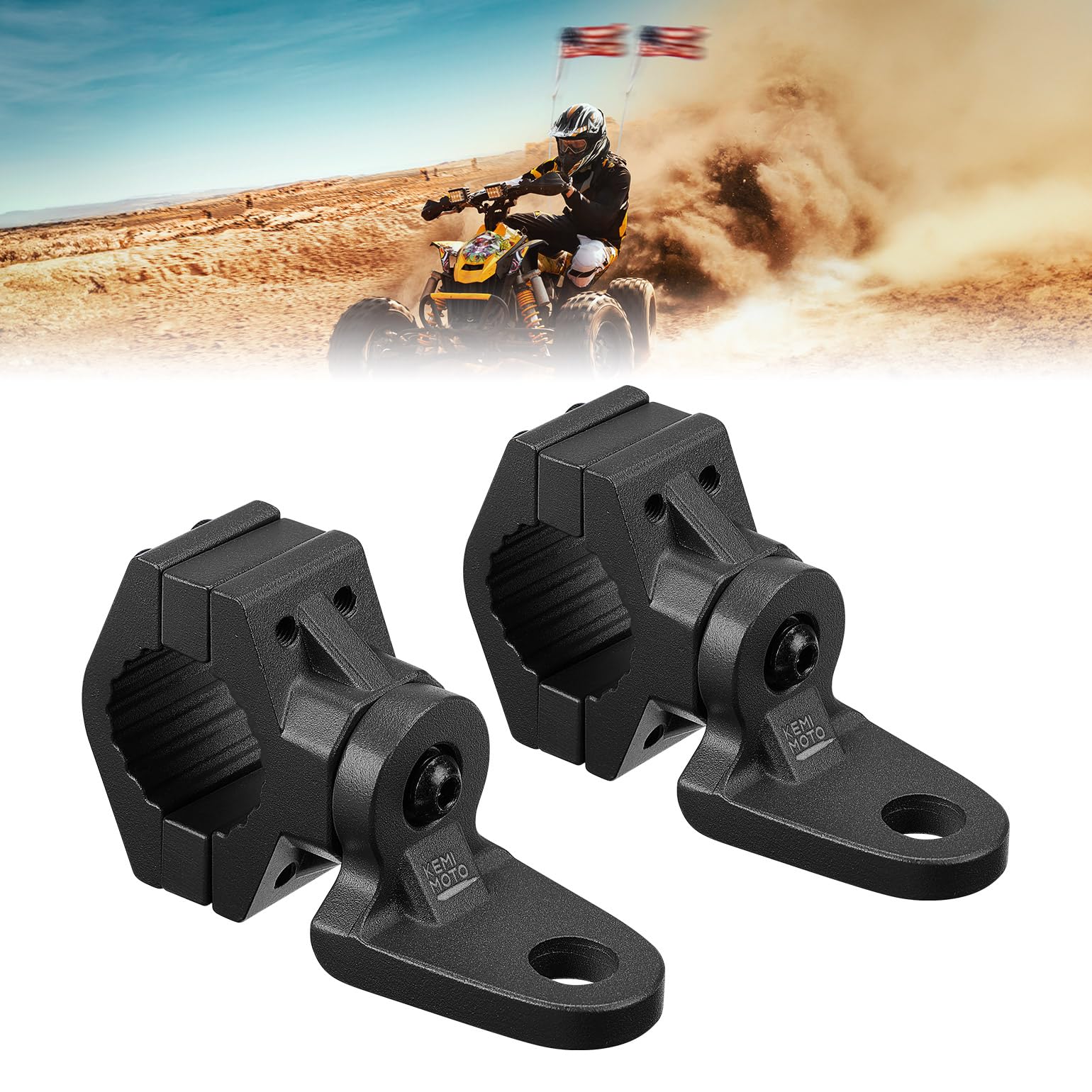 ATV/ UTV Whip Light / Flag Mounting Bracket for 7/8"-9/8" Handlebar Rack Bars - Image 11