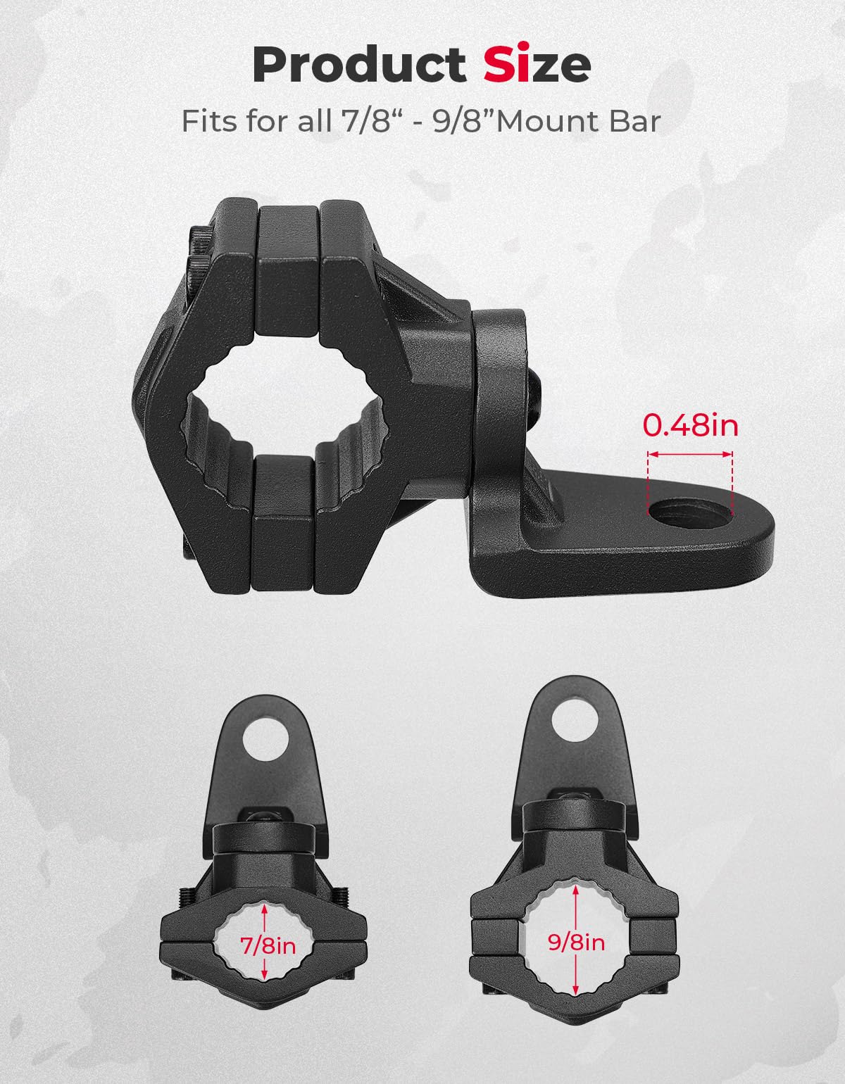 ATV/ UTV Whip Light / Flag Mounting Bracket for 7/8"-9/8" Handlebar Rack Bars - Image 3