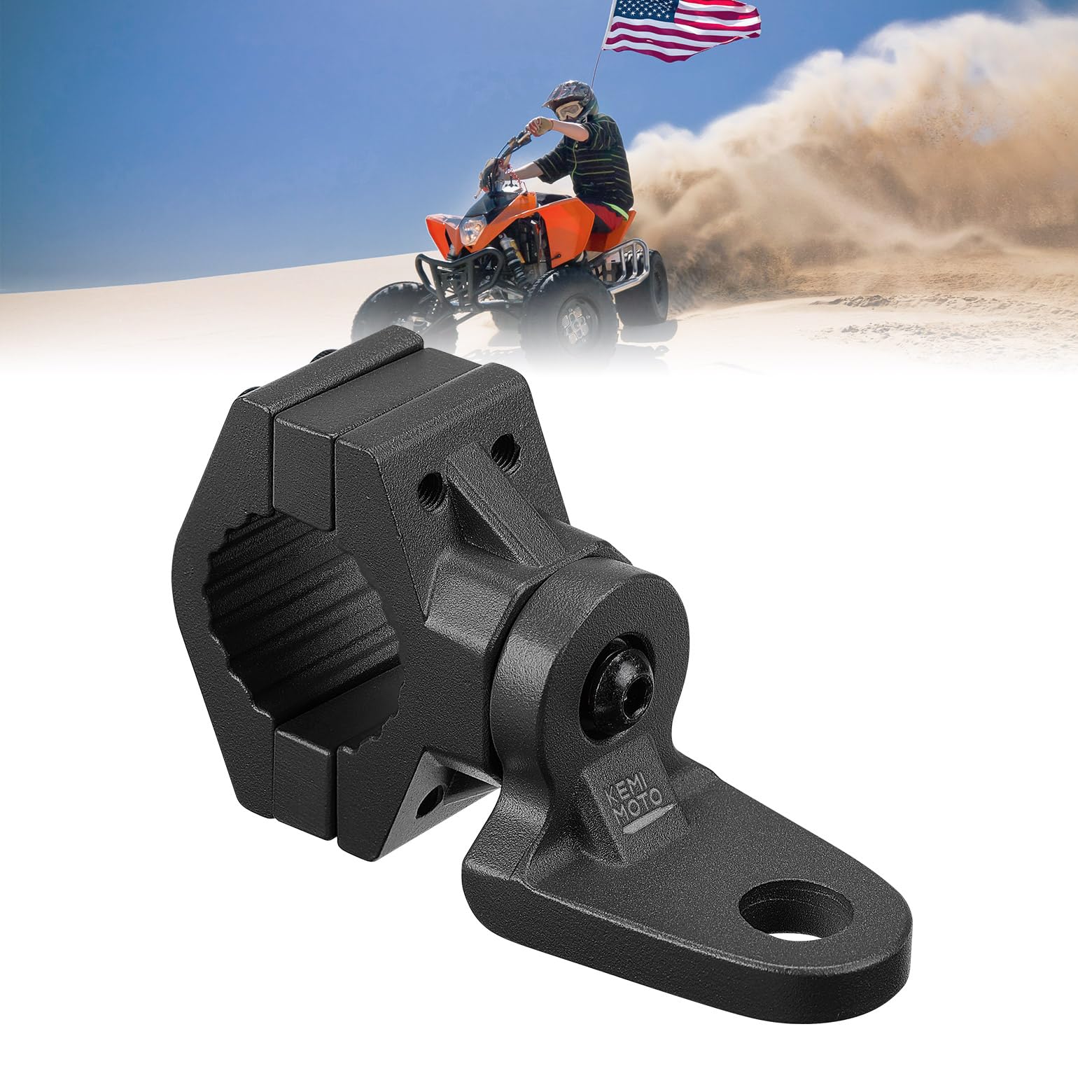 ATV/ UTV Whip Light / Flag Mounting Bracket for 7/8"-9/8" Handlebar Rack Bars - Image 8