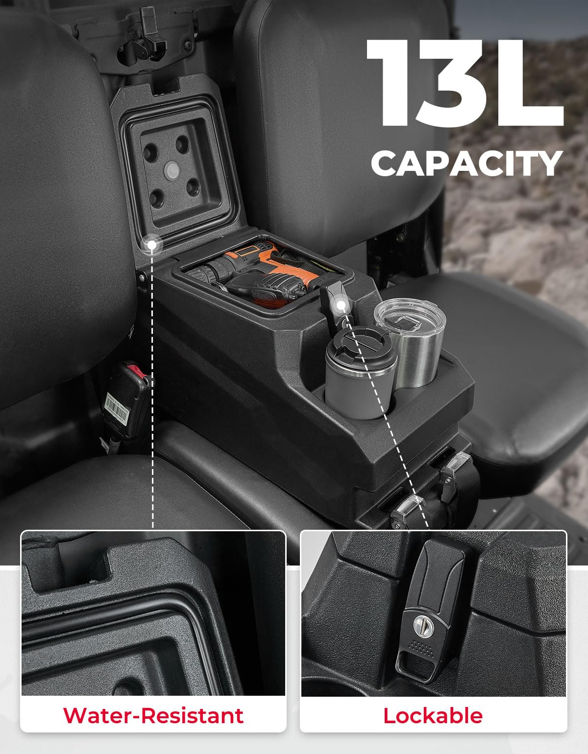 Bench Seat Console Armrest Box for Can-Am Defender HD10|9|8|7|5 - Image 3