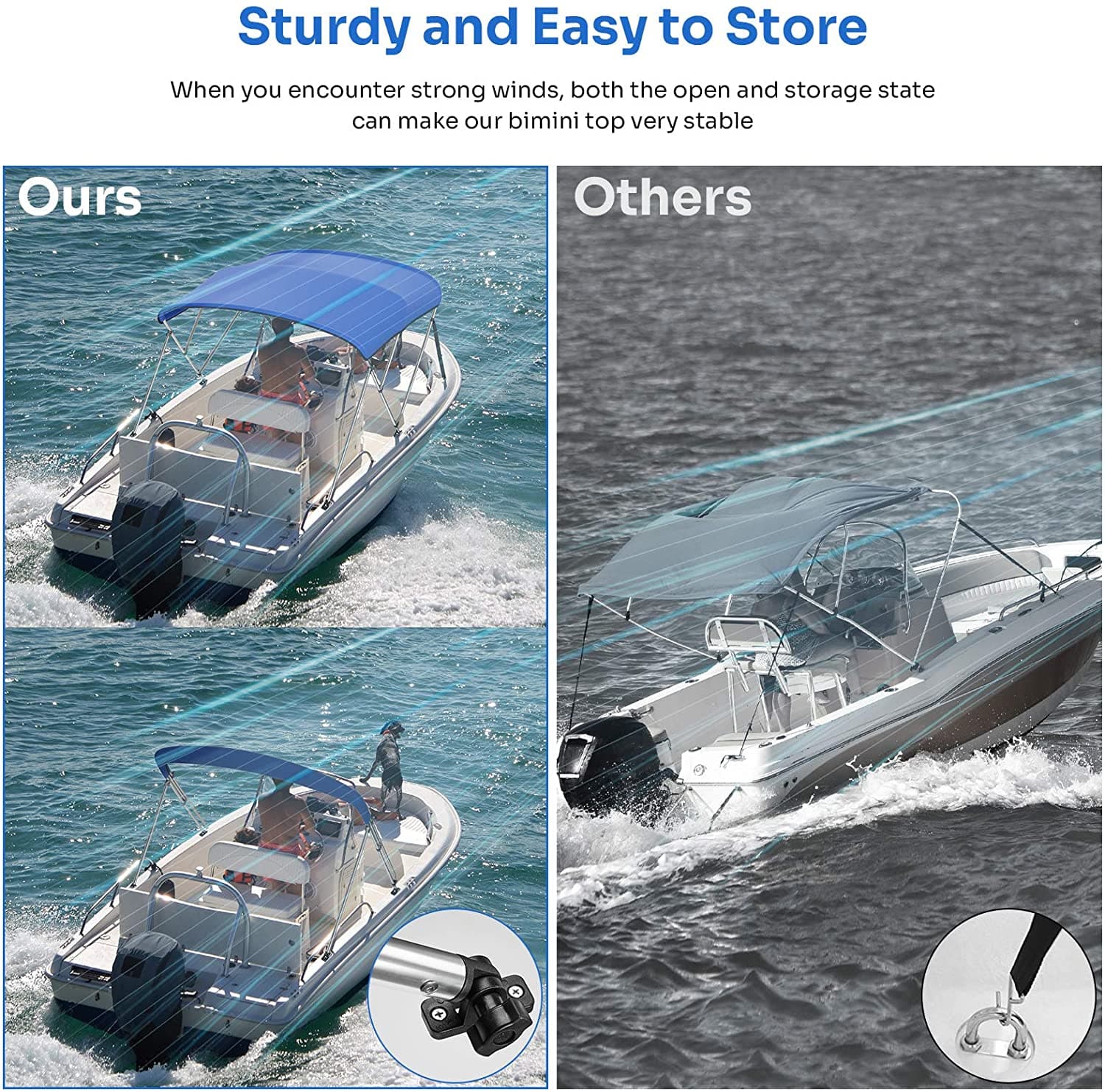 3 Bow Bimini Top for Boat - Image 2