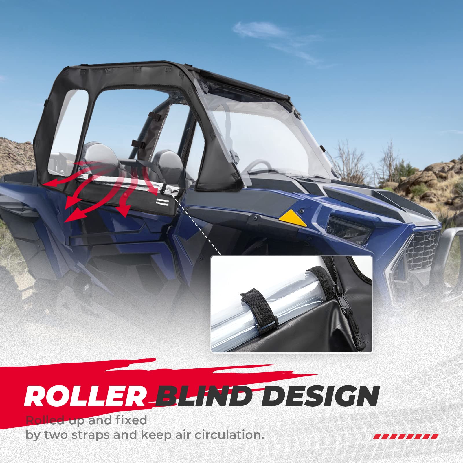 Cab Enclosures 2 Soft Upper Doors 3-IN-1 Flip Windshield for Polaris RZR XP 1000 - Image 4
