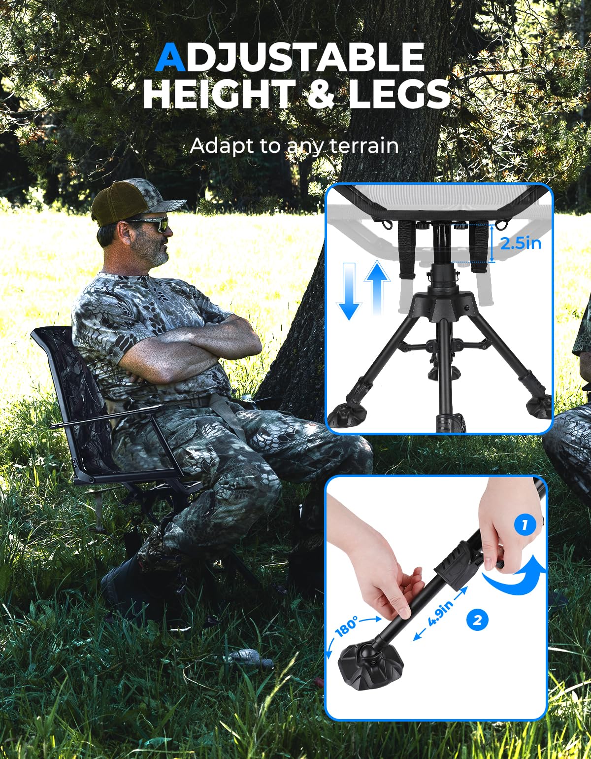 Camo 360 Degree Silent Swivel Blind Hunting Chair - Image 4