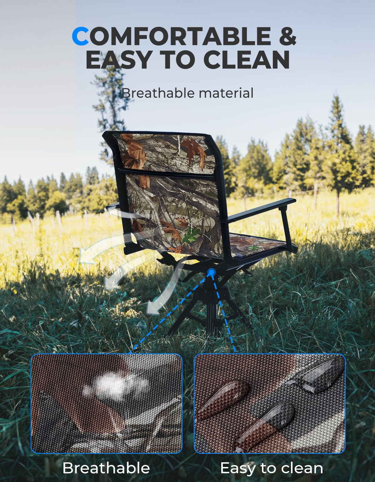 Camo 360 Degree Silent Swivel Blind Hunting Chair - Image 6