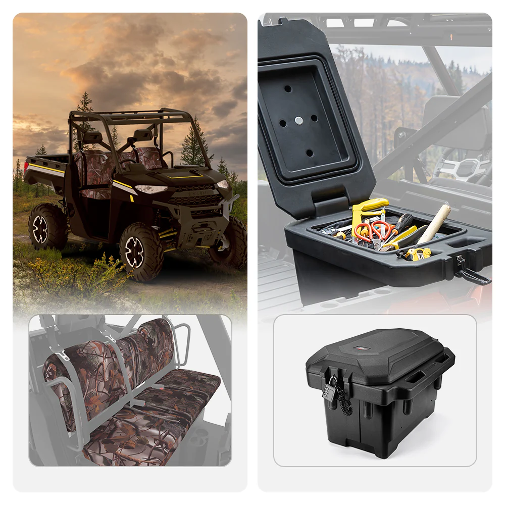 Camouflage Seat Cover & 45L Waterproof Tool Box for Ranger 2018-2024