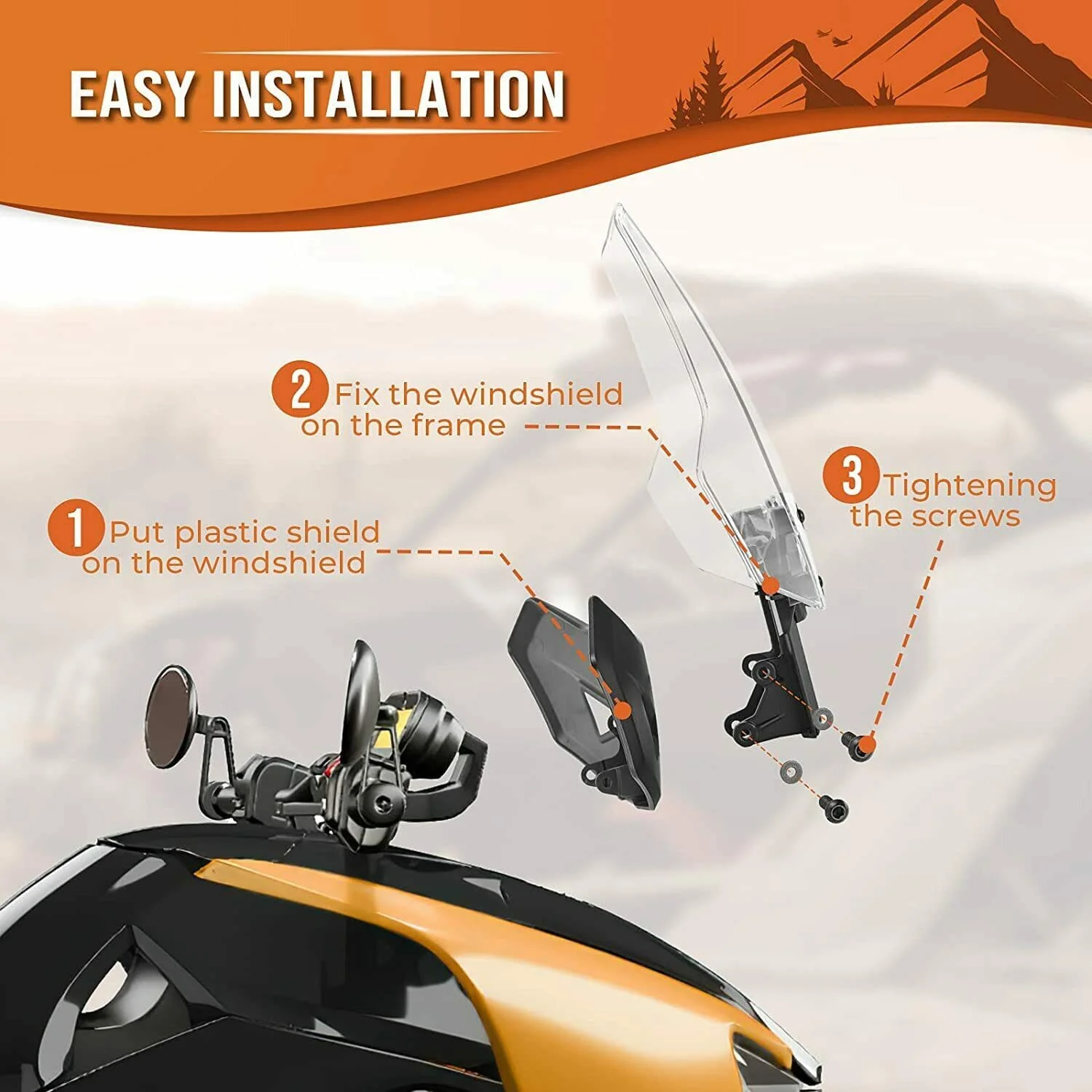 Sport Windshield for Can Am Ryker Rally 2018-2023 - Image 5