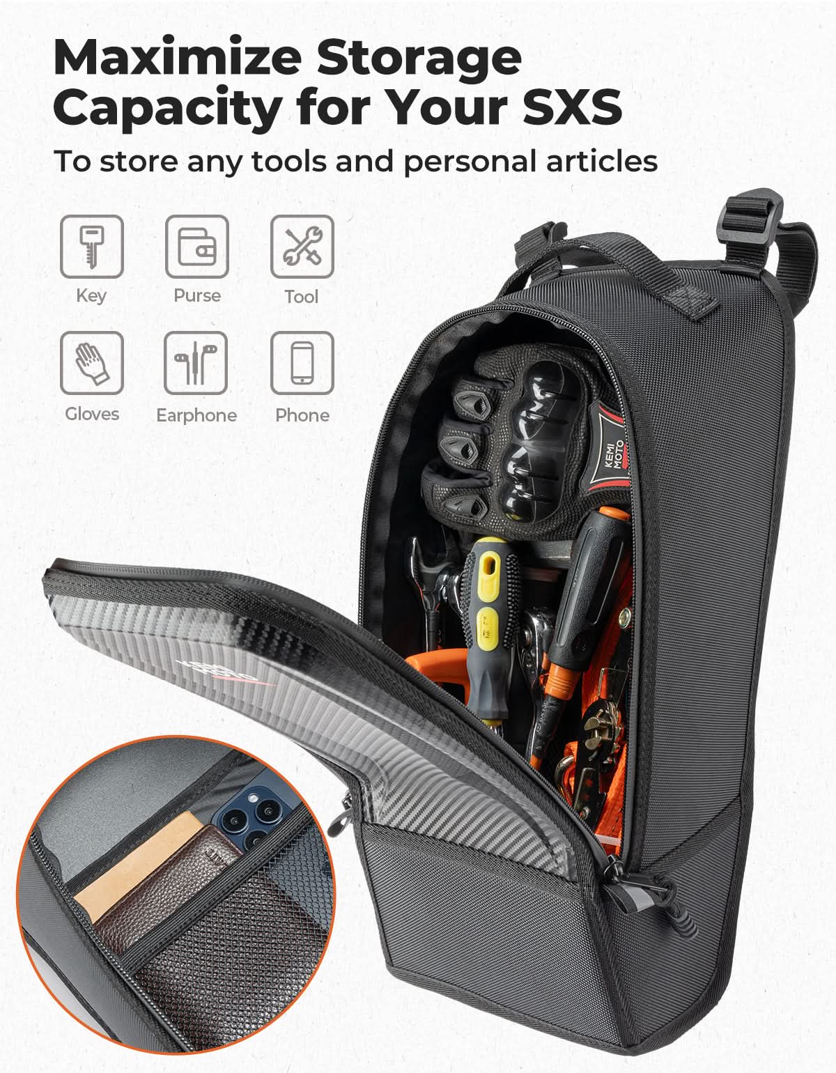 Can-Am Commander / Maverick Trail / Maverick Sport Center Console Storage Bag（2011–2023） - Image 5
