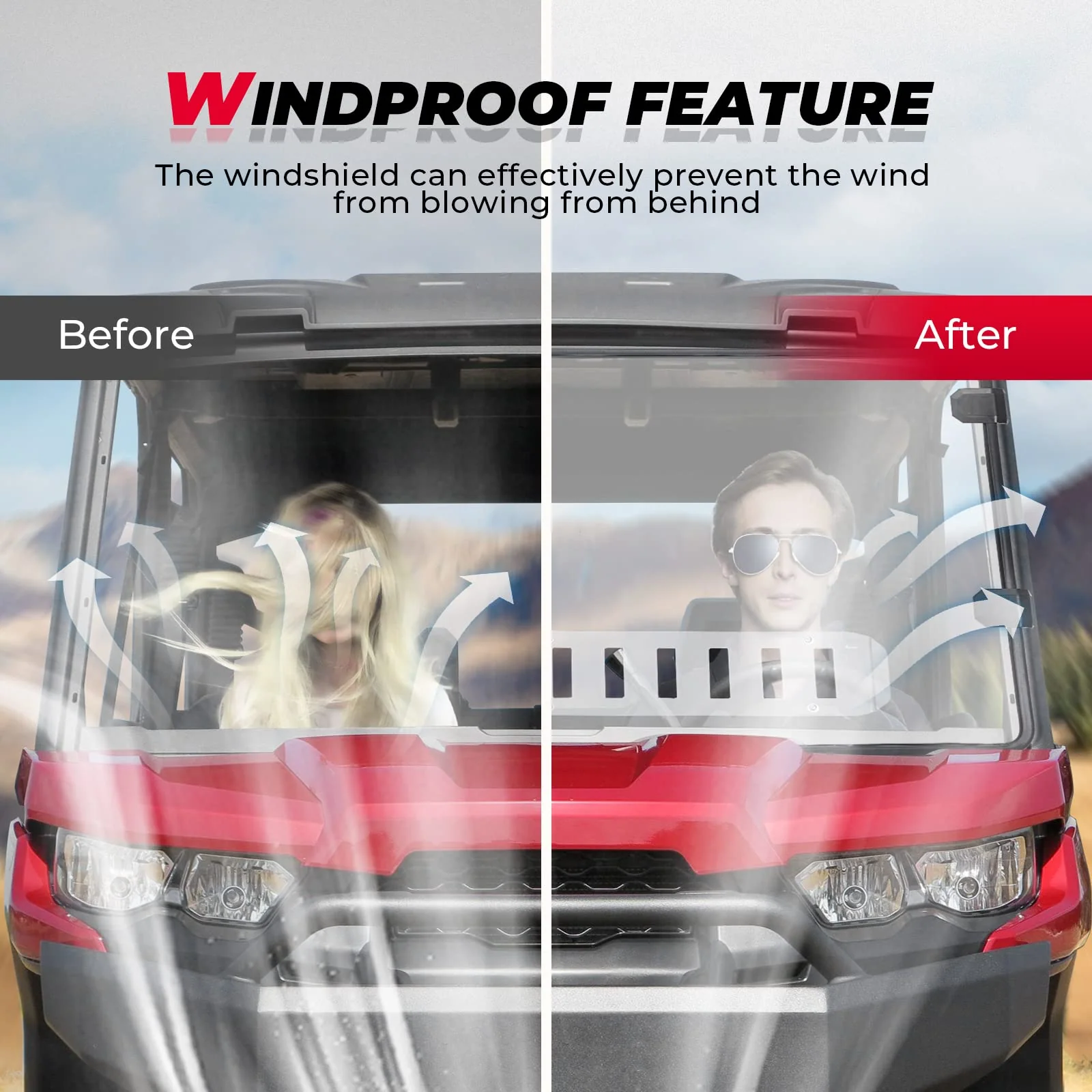 Front Vented Full Windshield for Can Am Defender HD 5/ 8 / 10 / MAX - Image 5