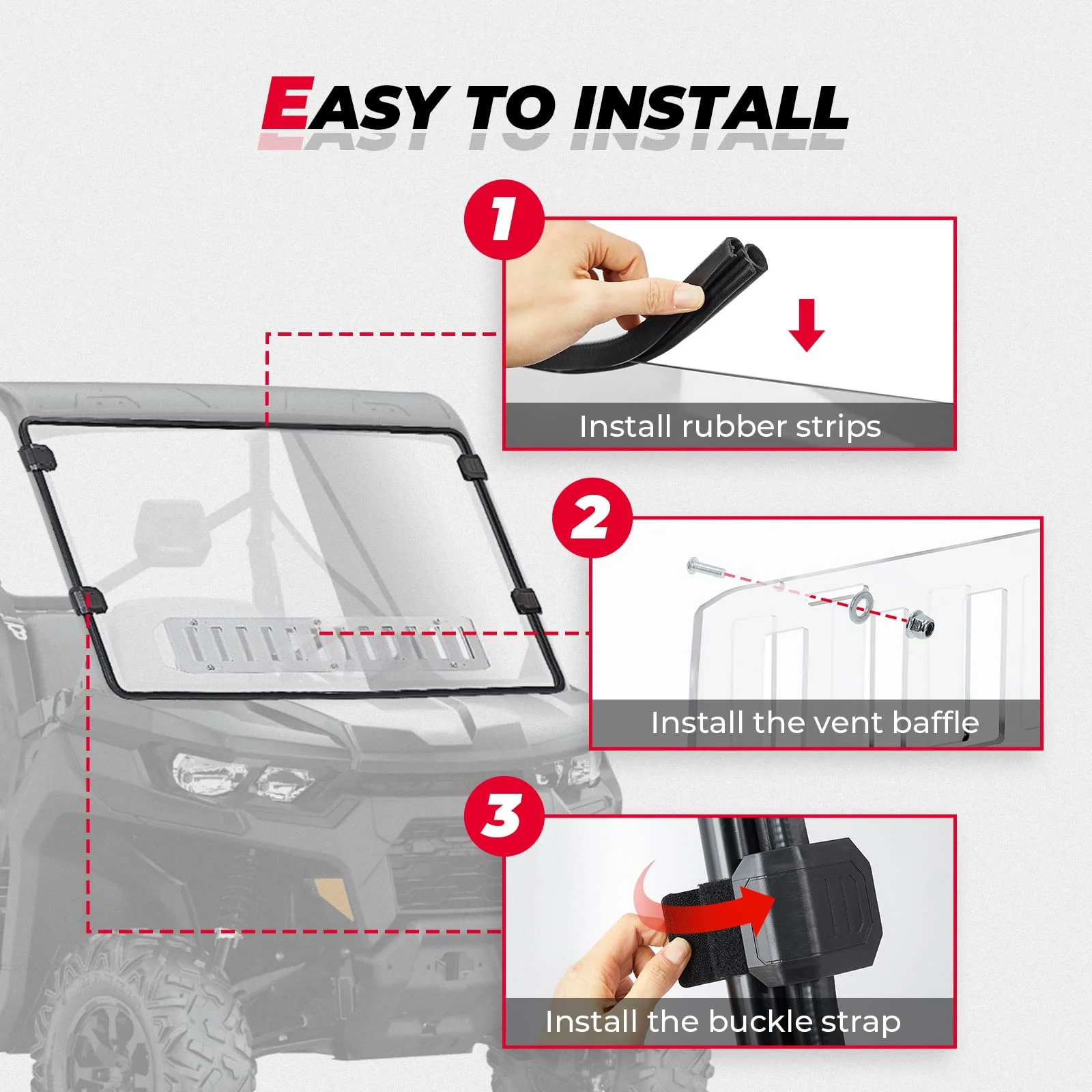 Front Vented Full Windshield for Can Am Defender HD 5/ 8 / 10 / MAX - Image 6