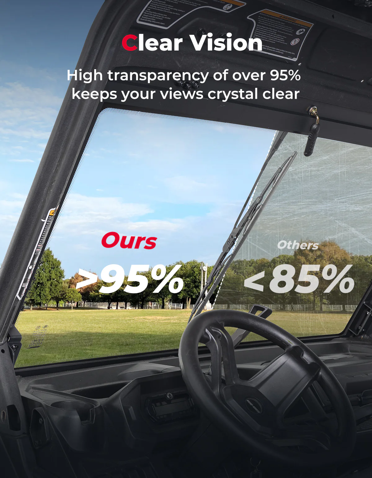 Can-Am Defender Glass Windshield with Manual Wipers (2016–2026) - Image 4