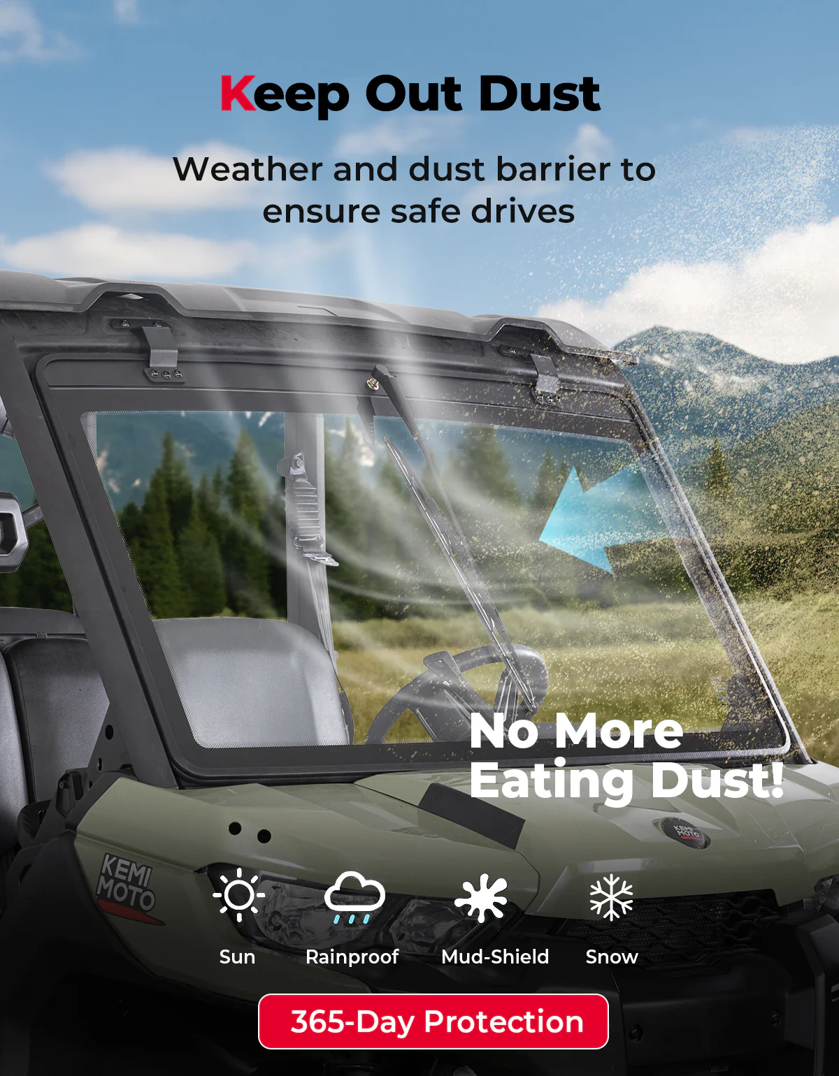 Can-Am Defender Glass Windshield with Manual Wipers (2016–2026) - Image 5
