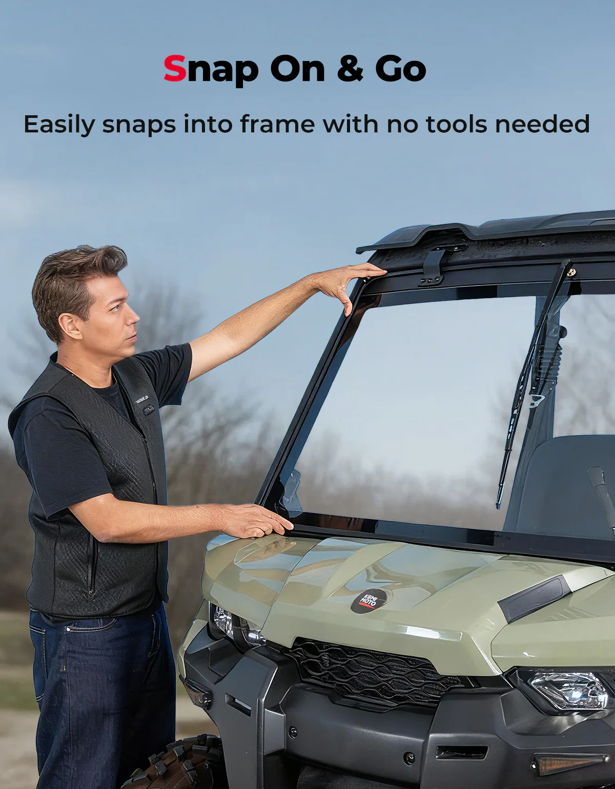 Can-Am Defender Glass Windshield with Manual Wipers (2016–2026) - Image 6