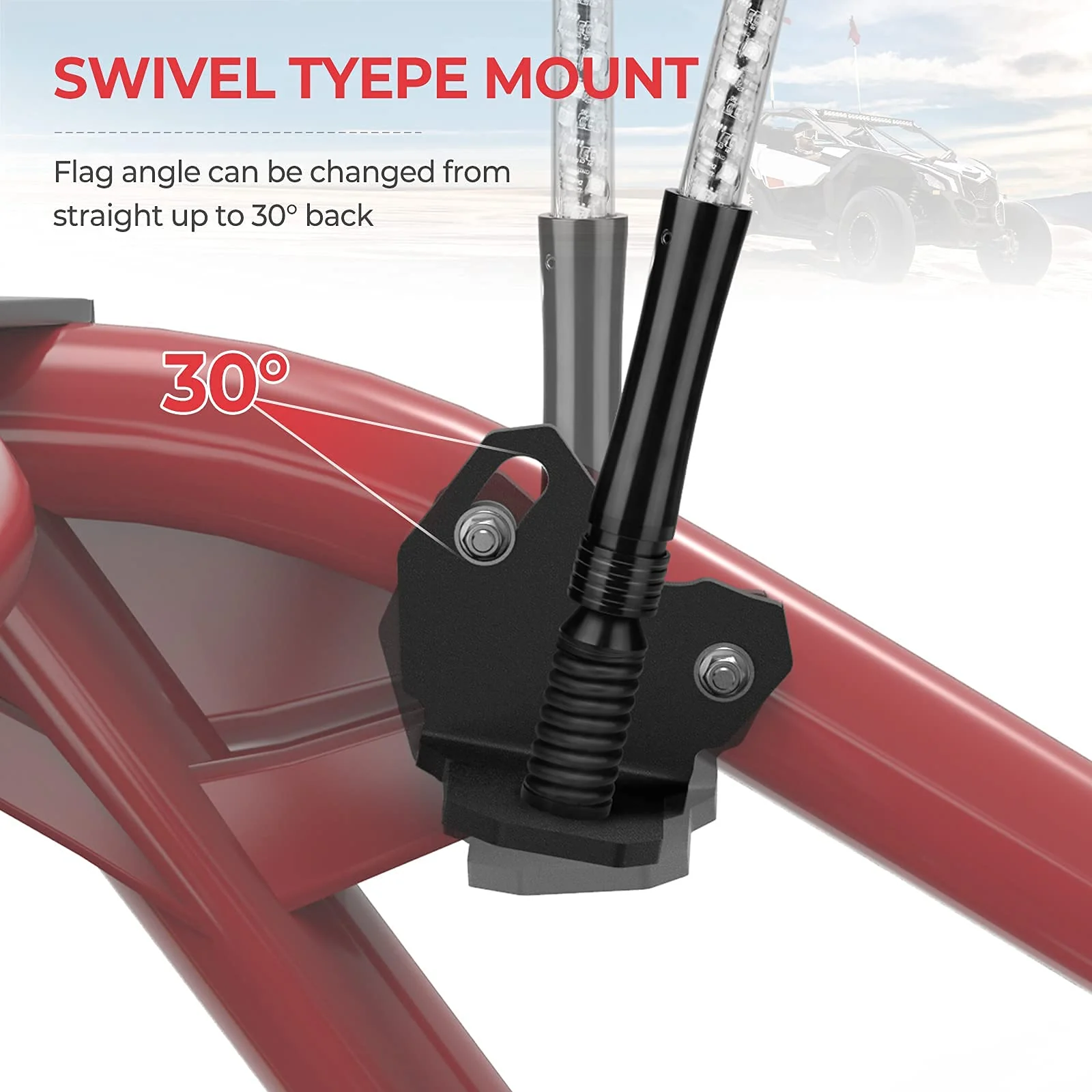 2 PCS Adjustable Whip Light Flag Mount for Can Am Maverick X3/MAX - Image 15