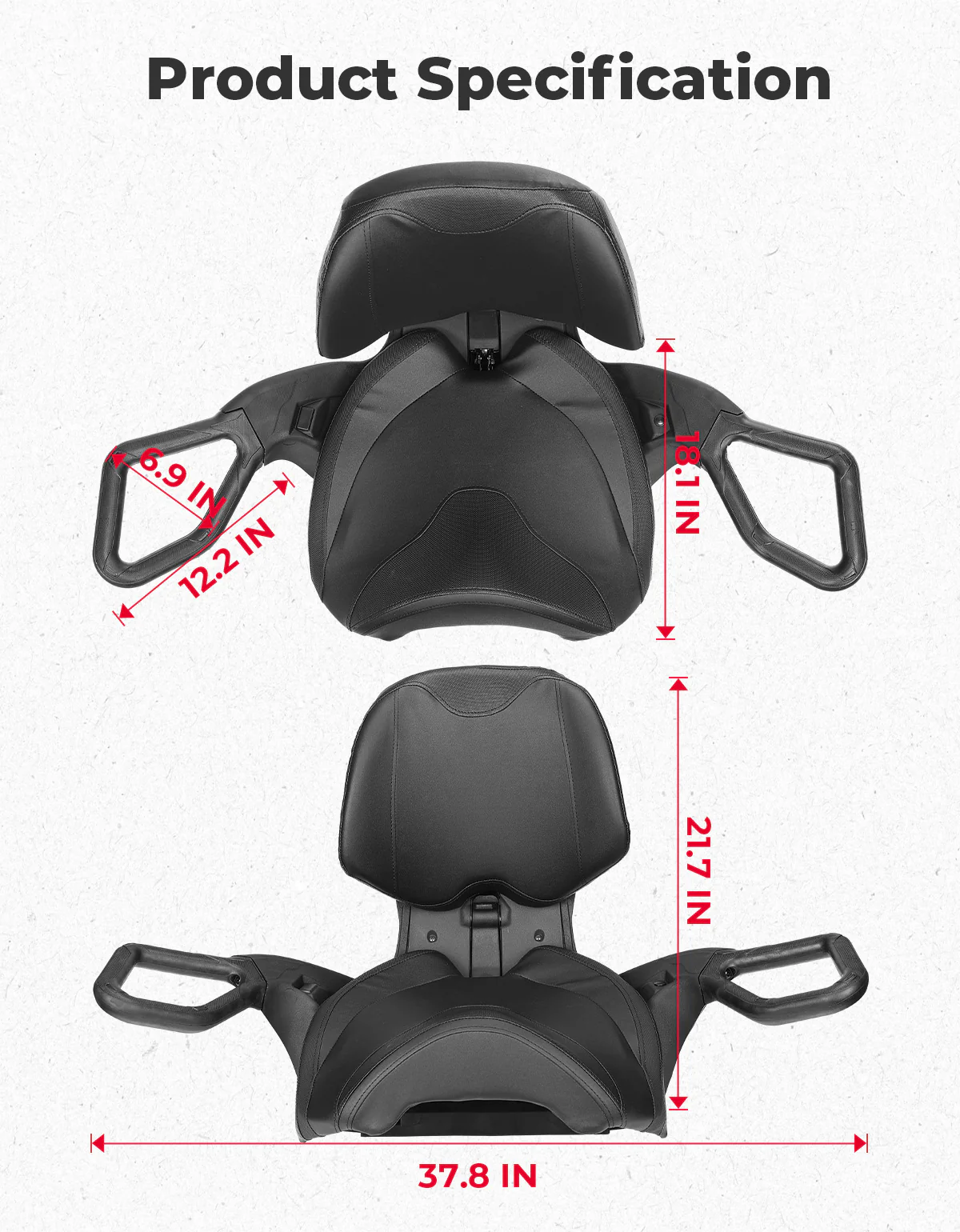 Can-Am Outlander MAX Passenger Rear Seat with Armrest (2012–2024) - Image 6
