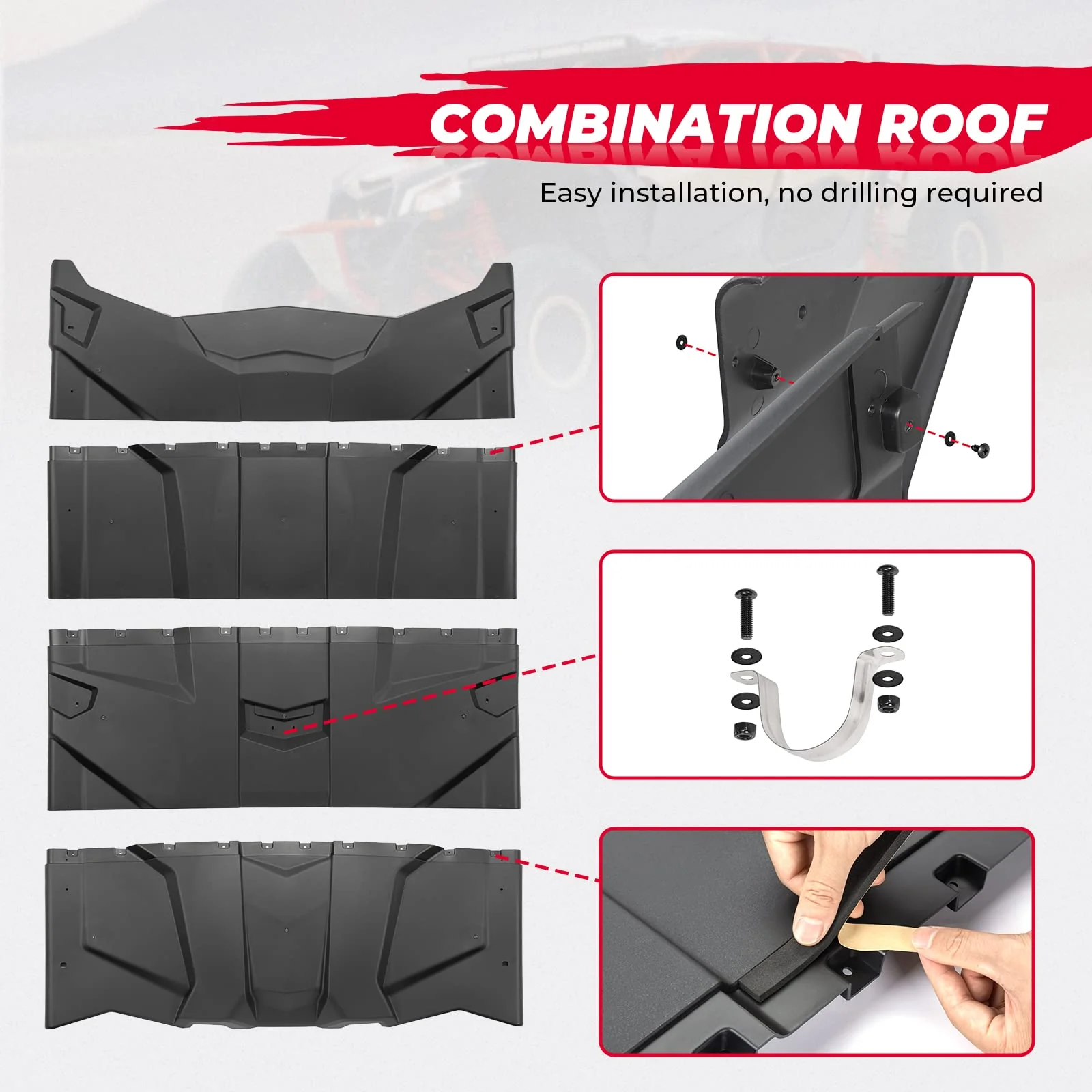 Hard Roof Top for Can-Am Maverick X3 Max, 4PCS Combination - Image 3