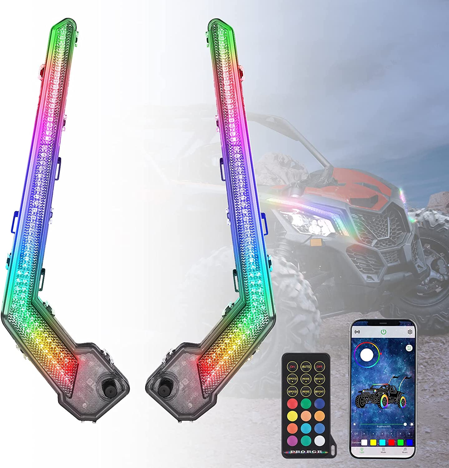 RGB Fang Lights with APP+RF Remote Control for Can-Am Maverick X3/MAX - Image 6