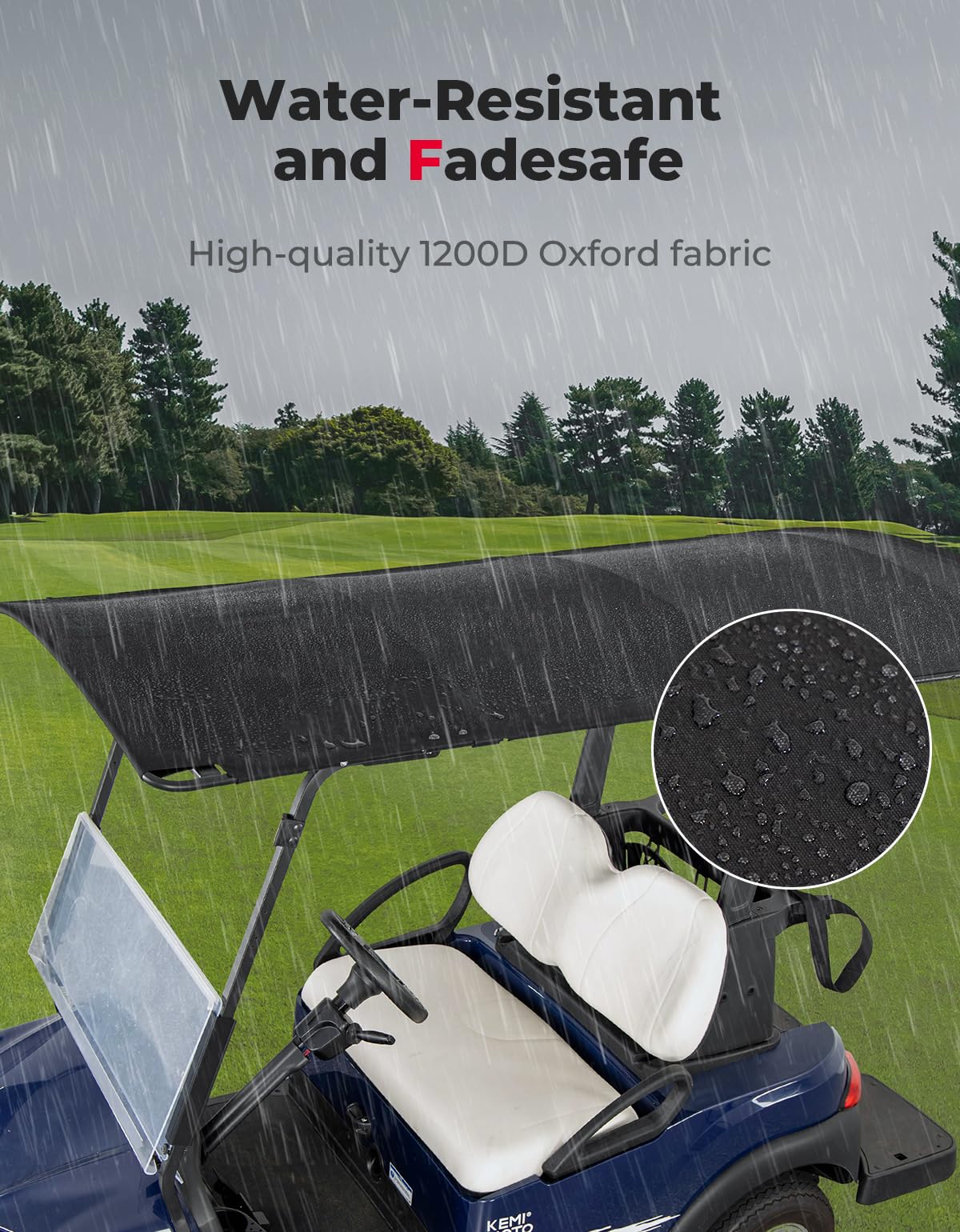 Canvas Universal Sun Top, 85" Extended Golf Cart Roof - Image 3