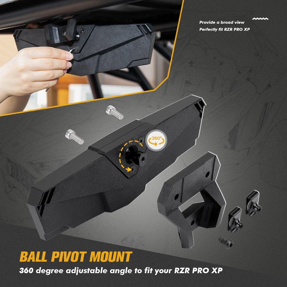 Center Rear View Mirror for Polaris RZR PRO XP 2020-2024 - Image 6
