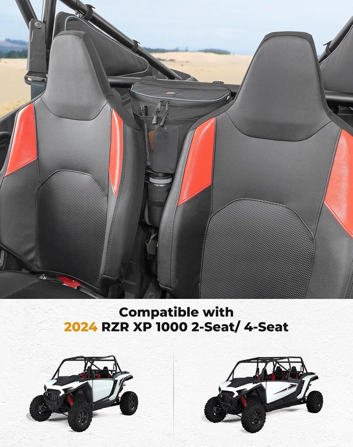 Center Storage Bag with Cup holder for 2024-2025 Polaris RZR XP 1000/ 4 - Image 3