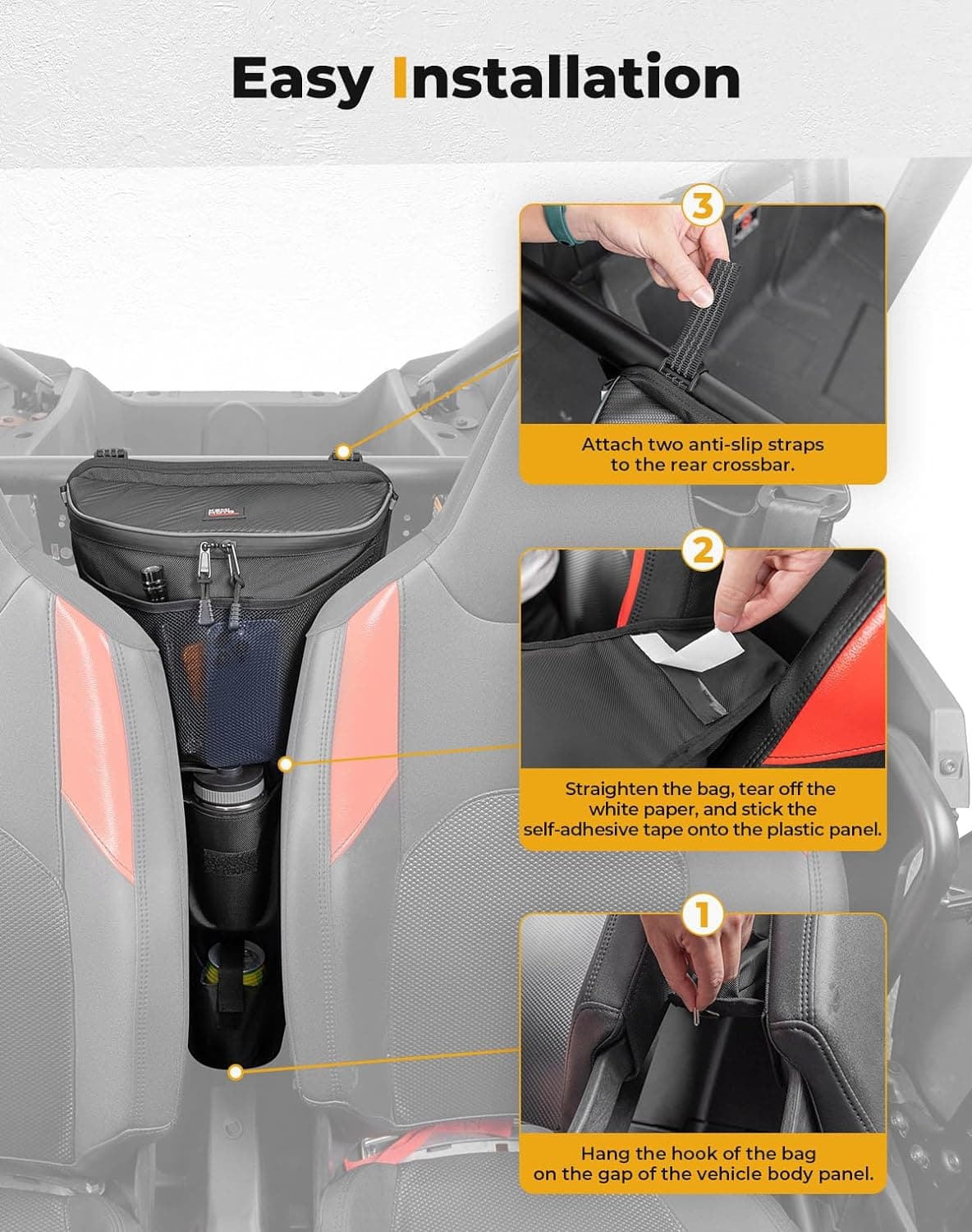 Center Storage Bag with Cup holder for 2024-2025 Polaris RZR XP 1000/ 4 - Image 5