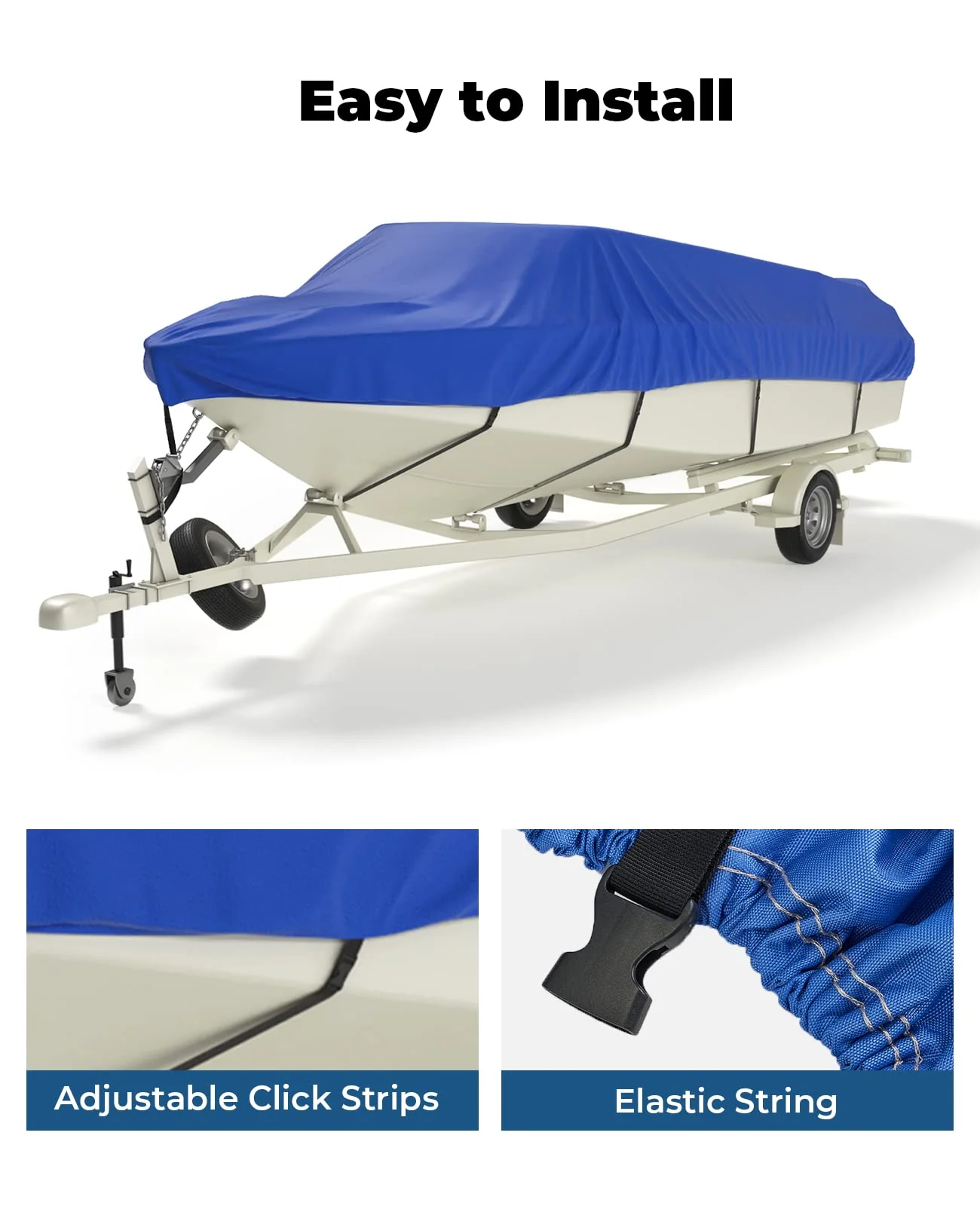 Trailerable Boat Covers 600D, Waterproof Fit V-Hull - Image 11