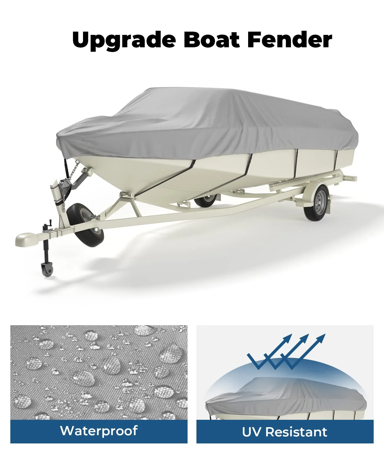Trailerable Boat Covers 600D, Waterproof Fit V-Hull - Image 15