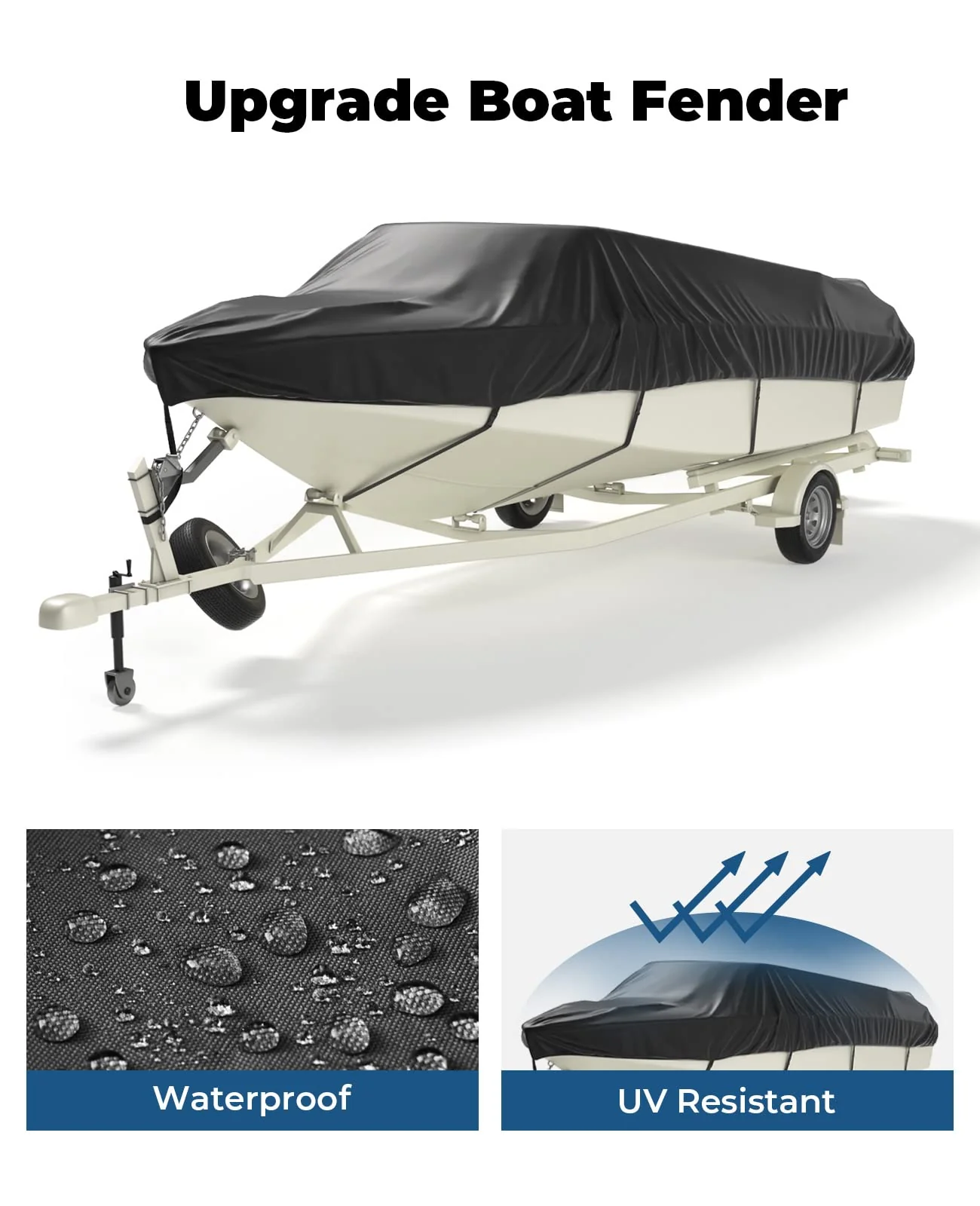 Trailerable Boat Covers 600D, Waterproof Fit V-Hull - Image 3