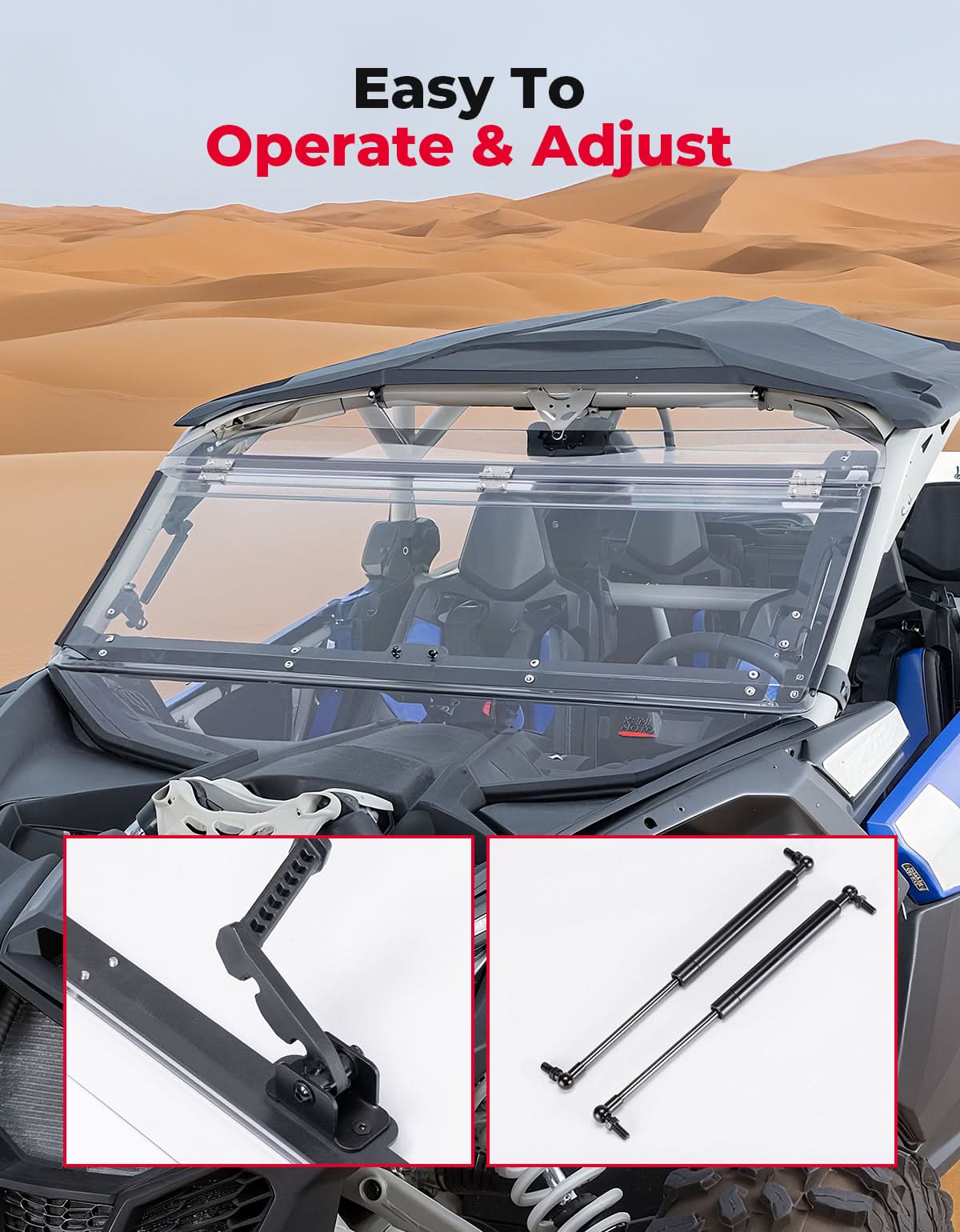 Clear 3-in-1 Front Flip Windshield for Can-Am X3 & X3 Max – Hard-Coated 1/4" Polycarbonate, Scratch Resistant - Image 5