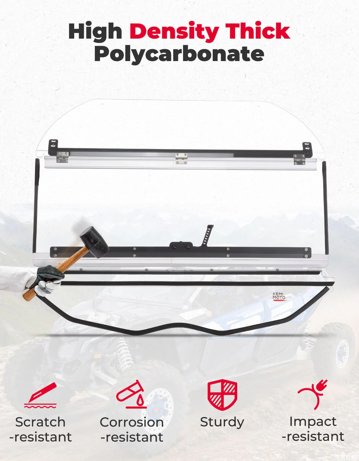 Clear 3-in-1 Front Flip Windshield for Can-Am X3 & X3 Max – Hard-Coated 1/4" Polycarbonate, Scratch Resistant - Image 7