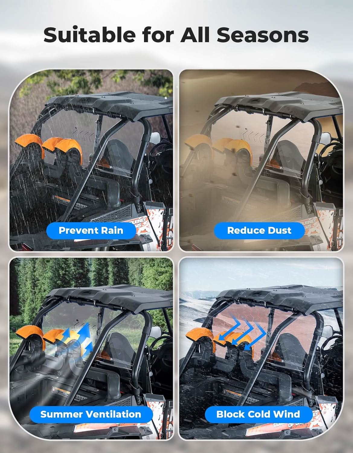 Clear Windshield with Vented Window for Polaris RZR XP 1000 & XP4 1000 (2014–2023) - Image 7