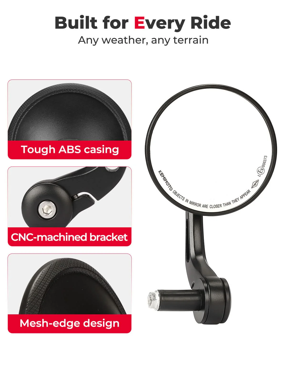 CNC Aluminium Motorcycle Rearview Mirrors for 16.5-19mm Handlebar - Image 5