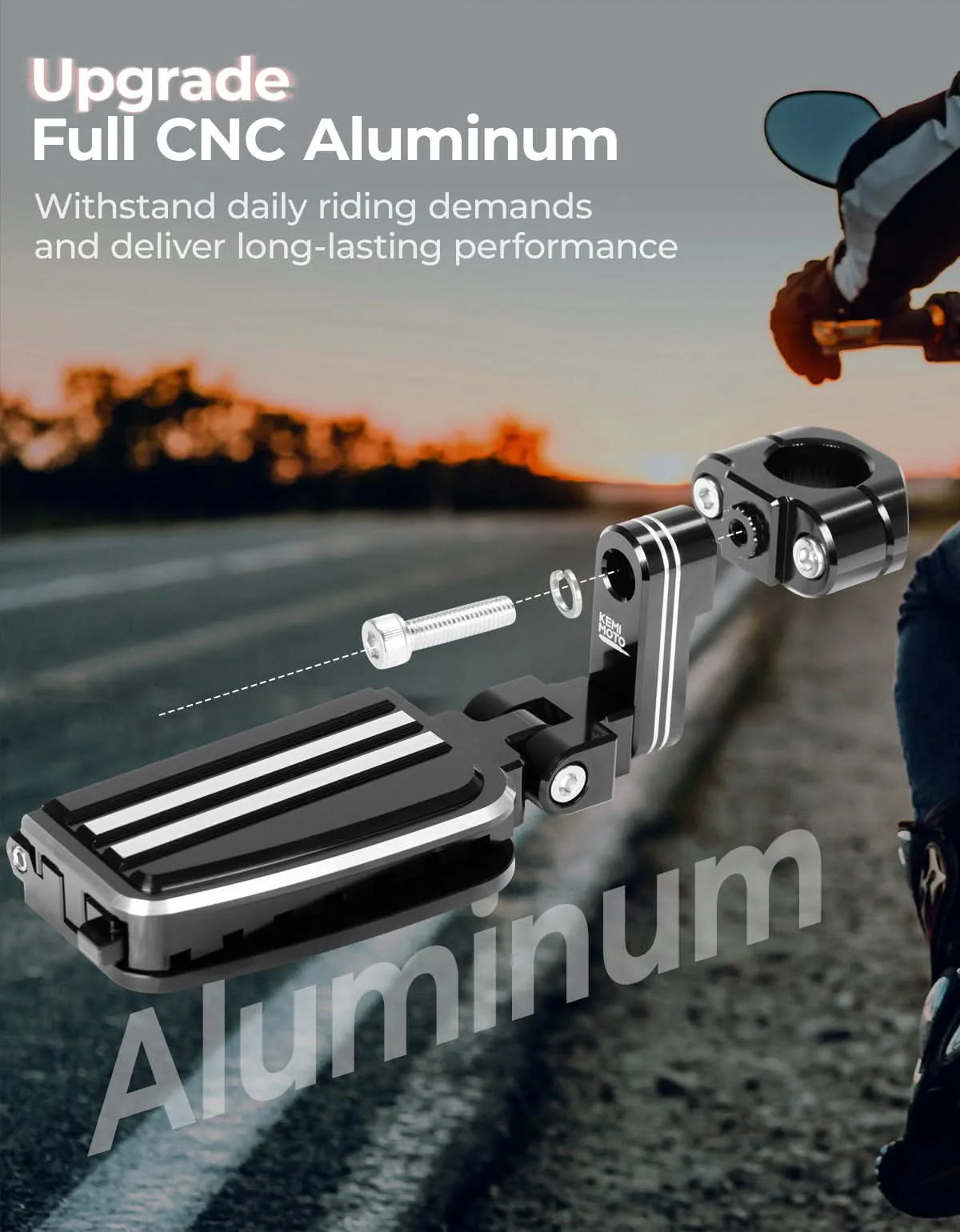 CNC Highway Pegs For 1.25" Motorcycle Engine Guard - Image 6