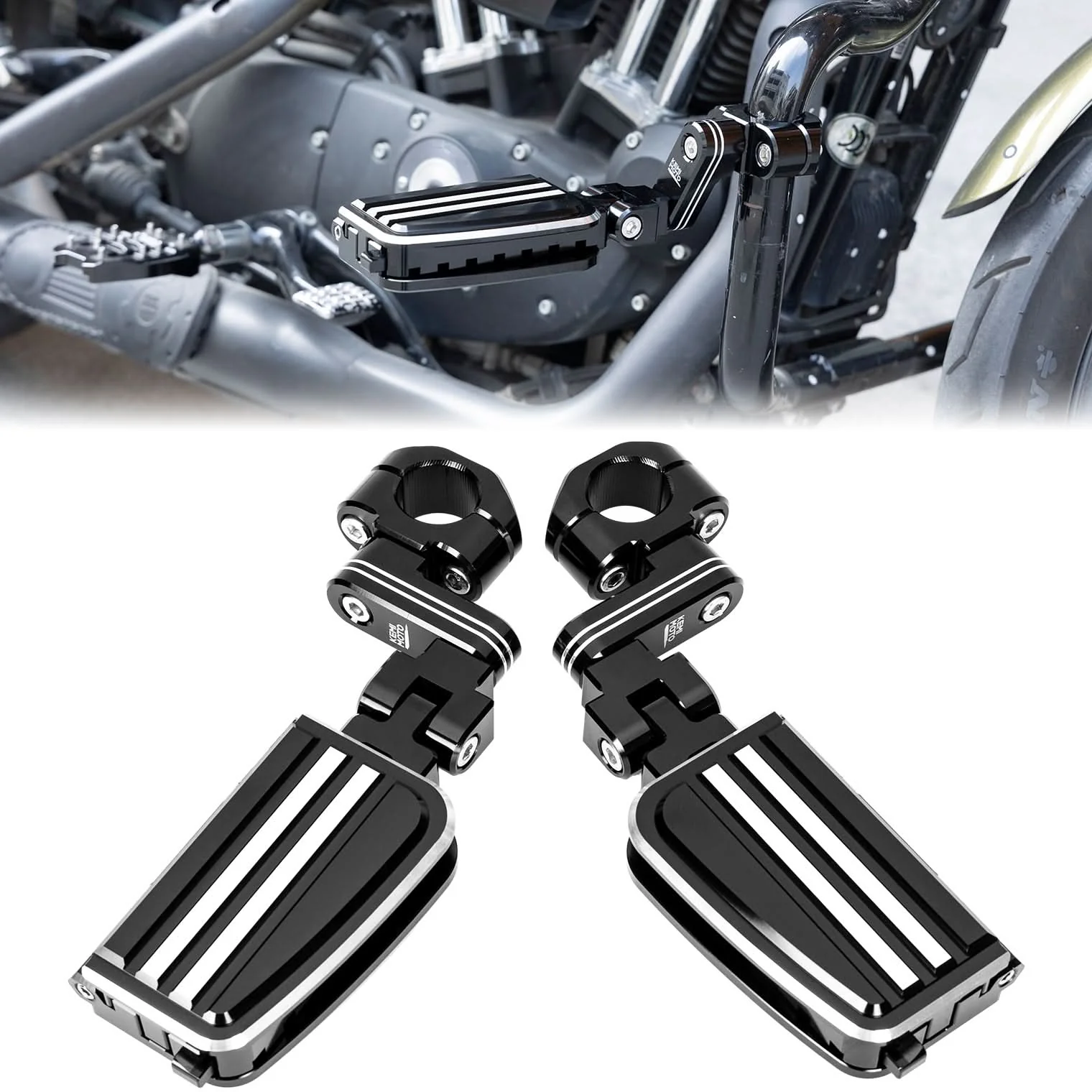 CNC Highway Pegs For 1.25" Motorcycle Engine Guard - Image 9