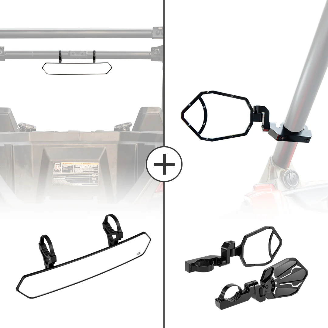 UTV 1.65"-2" Rear View Mirror & 1.6"-2" Round Tube Side Mirror