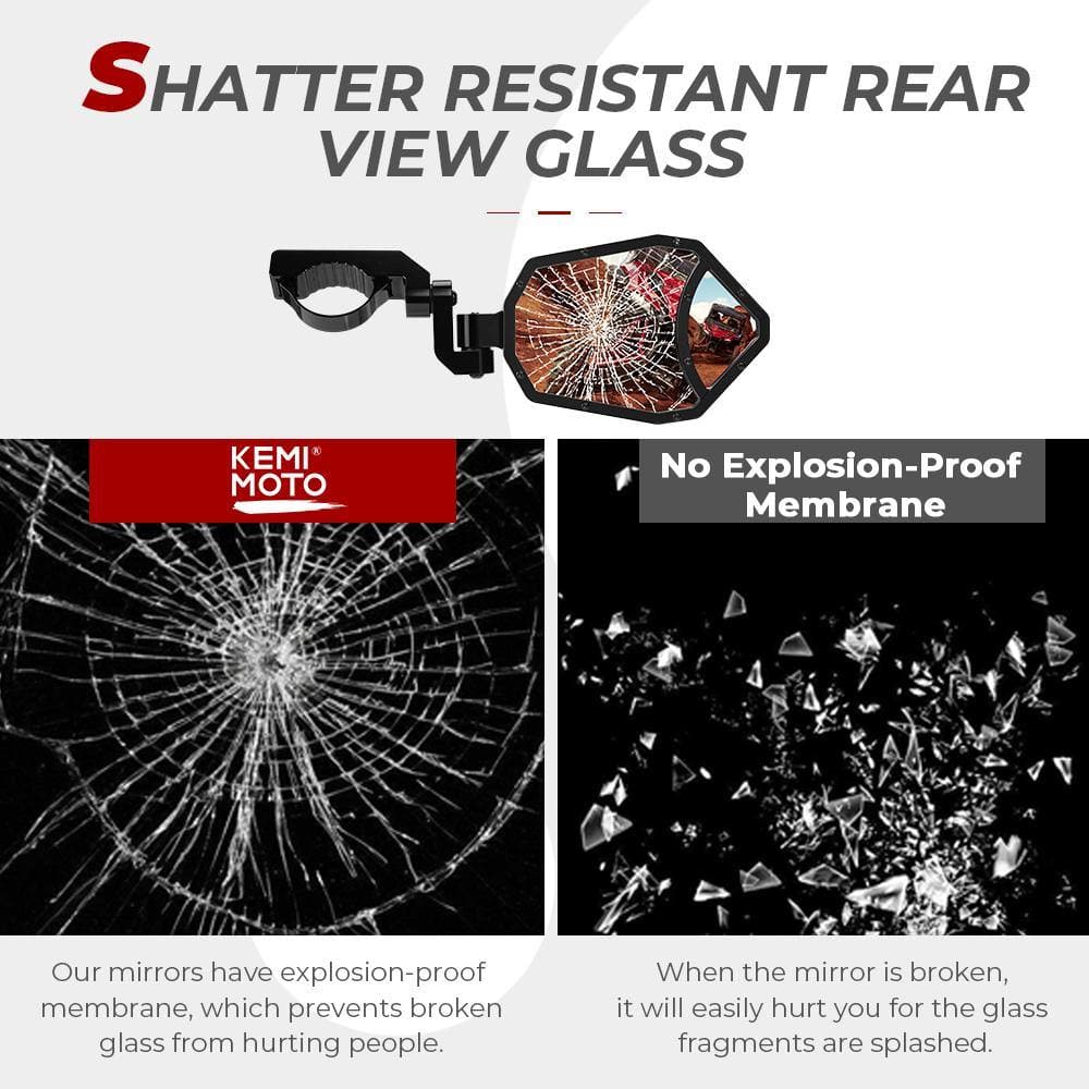 UTV 1.65"-2" Rear View Mirror & 1.6"-2" Round Tube Side Mirror - Image 13