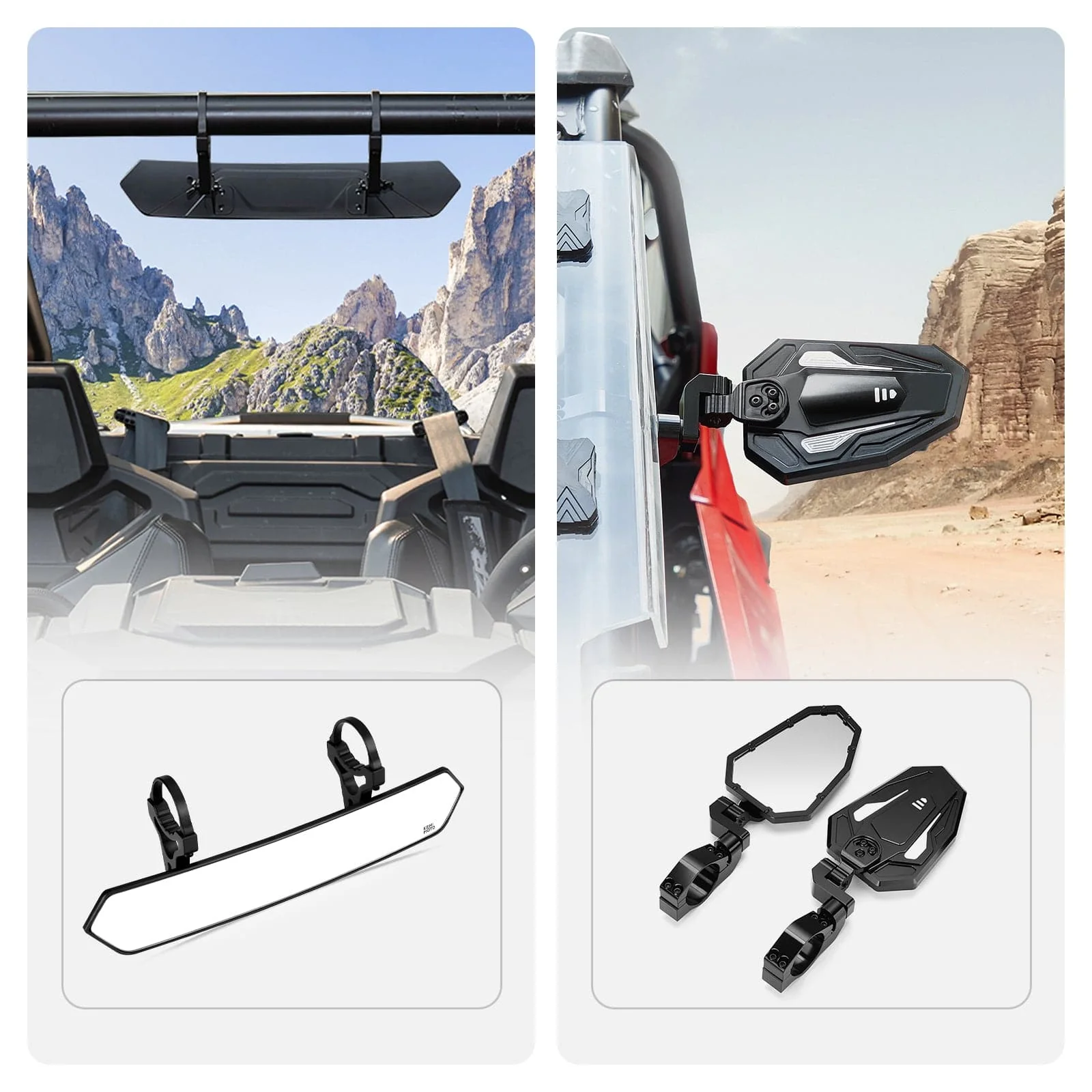 UTV 1.65"-2" Rear View Mirror & 1.75"-2" Adjustable Side Mirror - Image 14