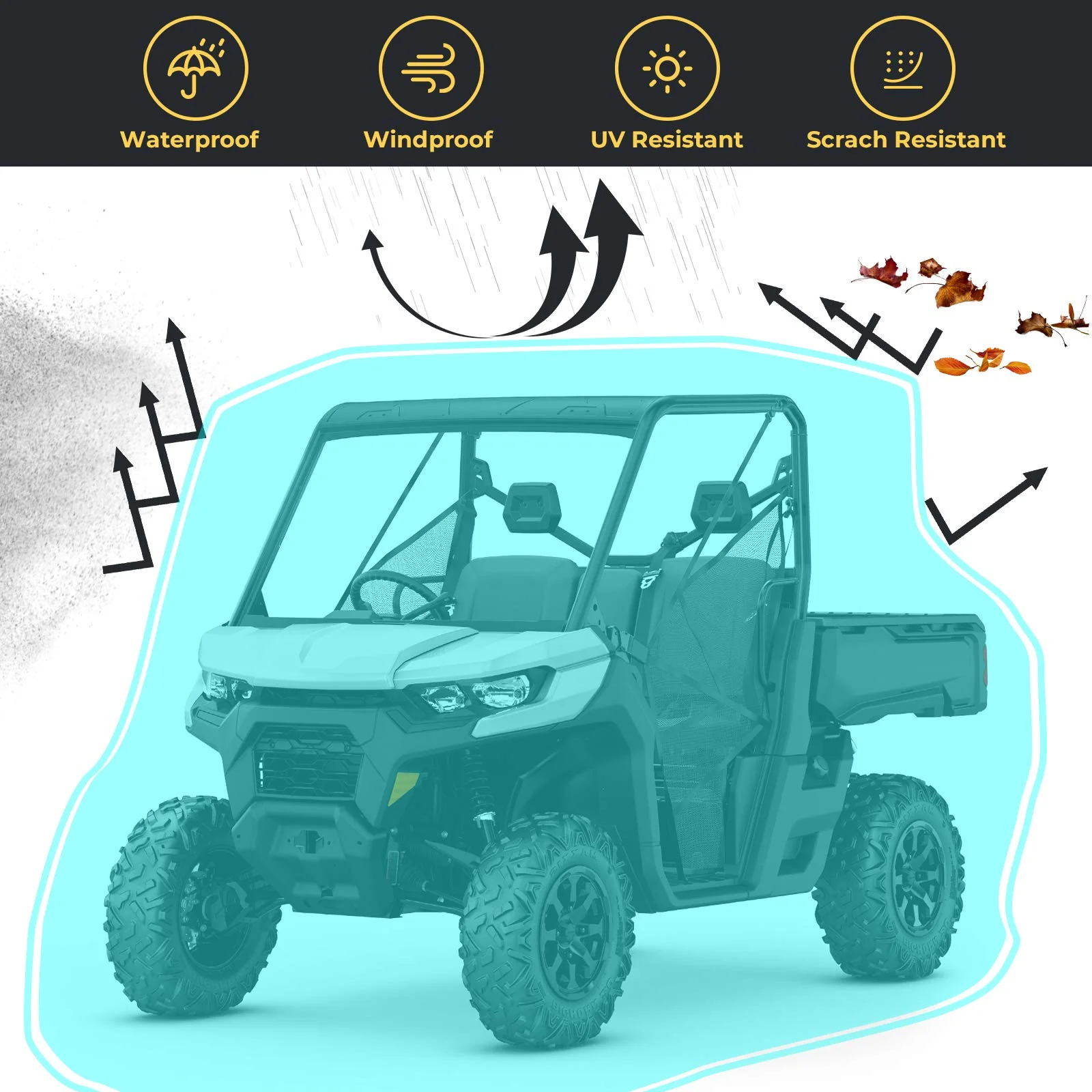 2-Seater UTV Cover for Defender, Ranger, Commander - Image 6