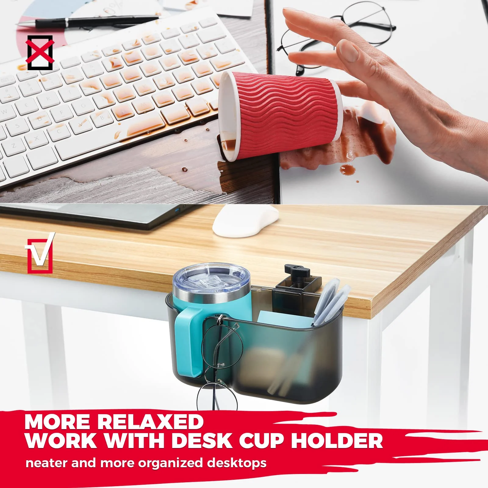Desk Cup Holder for Office Table, Lawn Chair, Golf Cart - Image 2