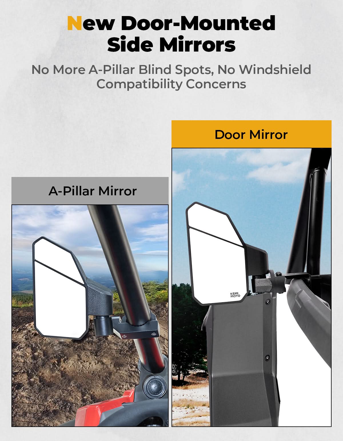 Door Mirrors 2-Segment Convex for Polaris RZR XP 1000 /4 2024-2025 - Image 3