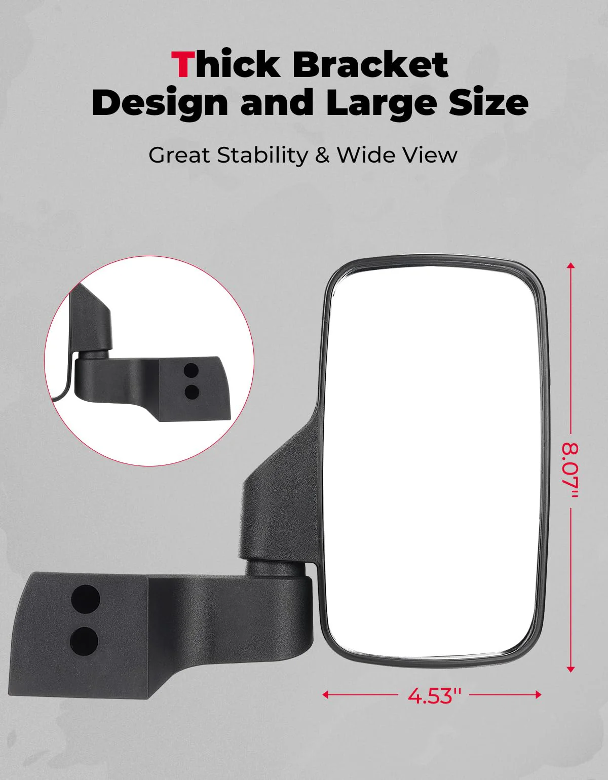 Door Mounted Side View Mirrors for Polaris Ranger/ Commercial Pro XD (1 Pair) - Image 4