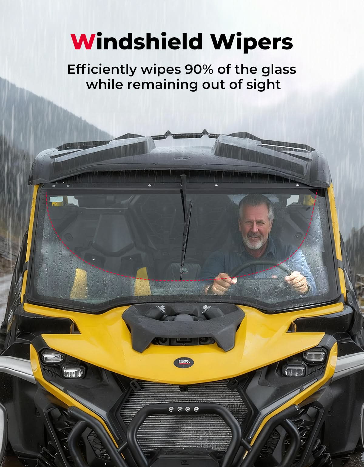 DOT Approved Full Glass Windshield for Can-Am Maverick R / RS / Max 2024–2026 with Wiper - Image 6