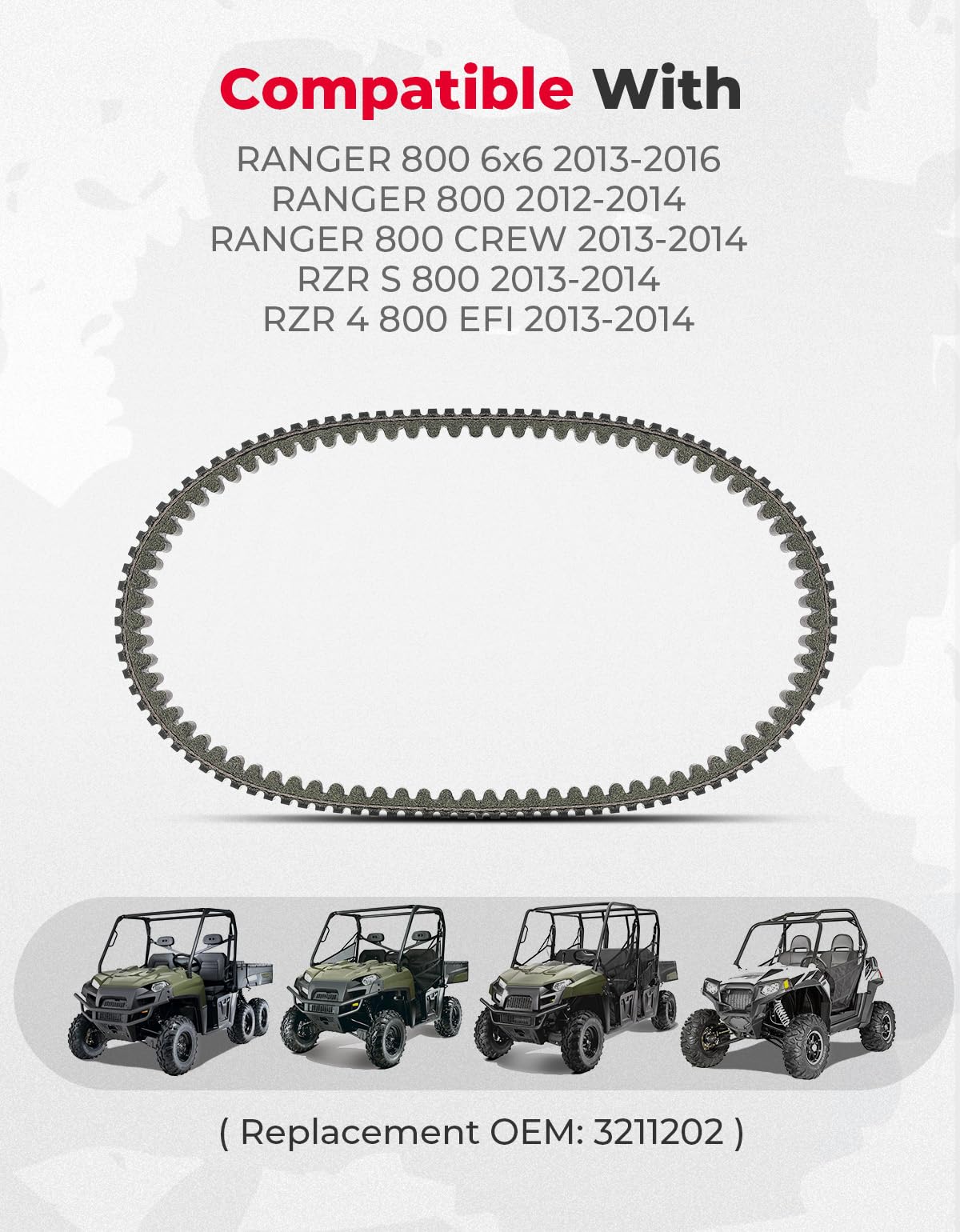 UTV Heavy Drive Belt for Polaris Ranger 500 800/ RZR 800 - Image 7