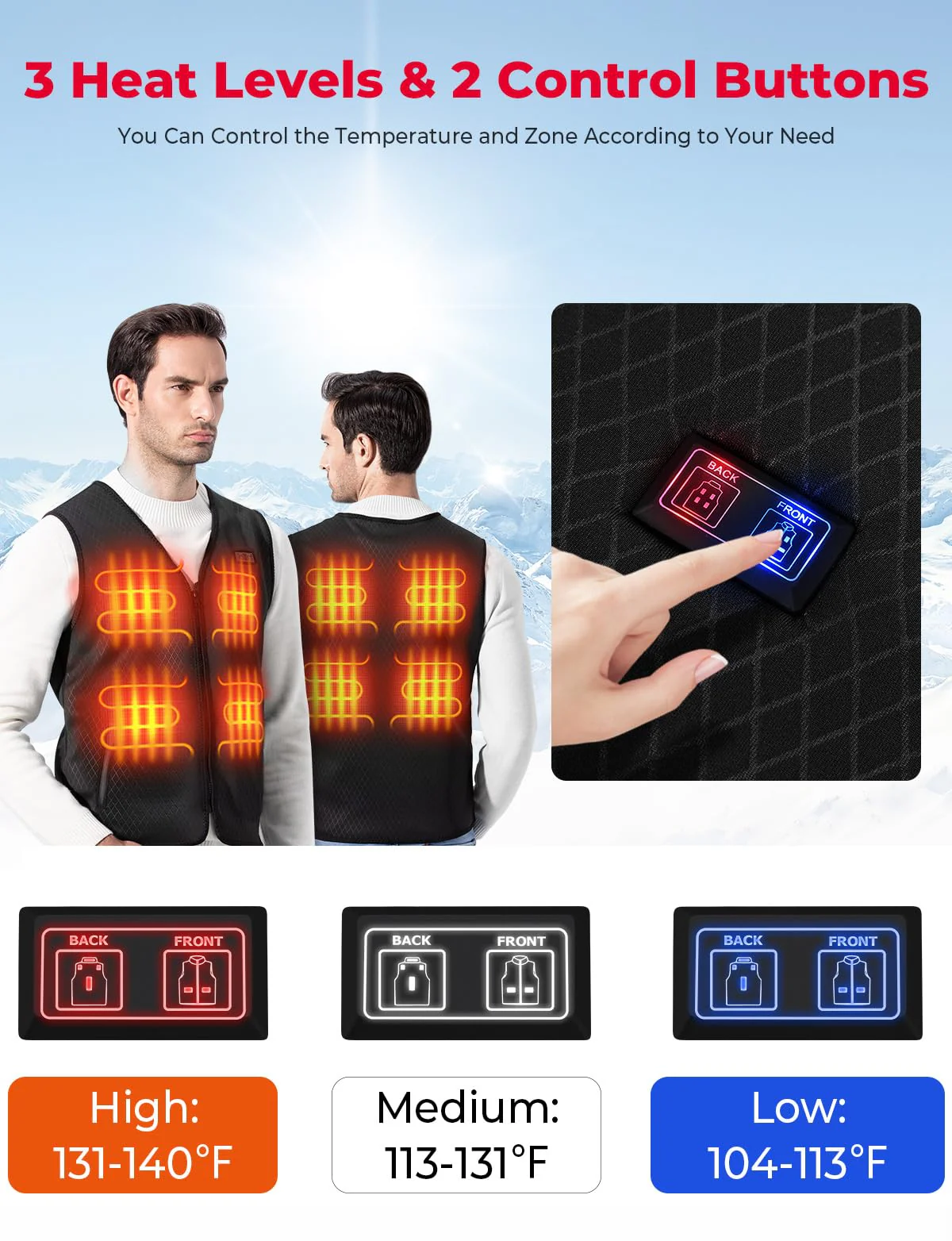 Electric Heated Vest for Men Winter Hunting (No Battery) - Image 3