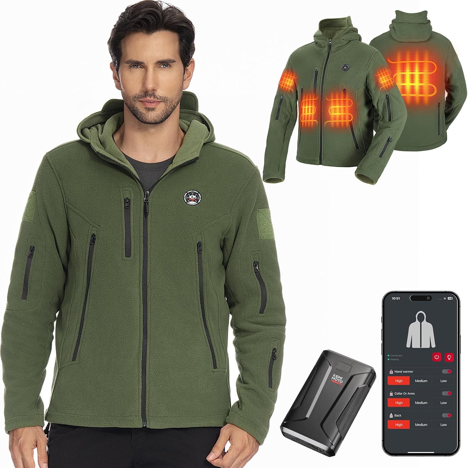 Electric Hooded Sweatshirt with 12V 20000mAh Battery Pack - Image 9