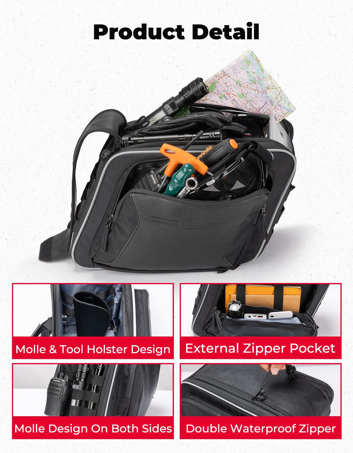 Expandable Saddlebags For Motorcycle Cruiser - Image 4