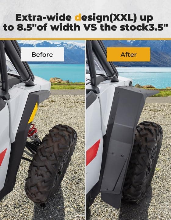 Fender Flares 8.5" Extended Mud Flaps for 2024-2026 Polaris RZR XP 4 1000 (4PCS) - Image 2