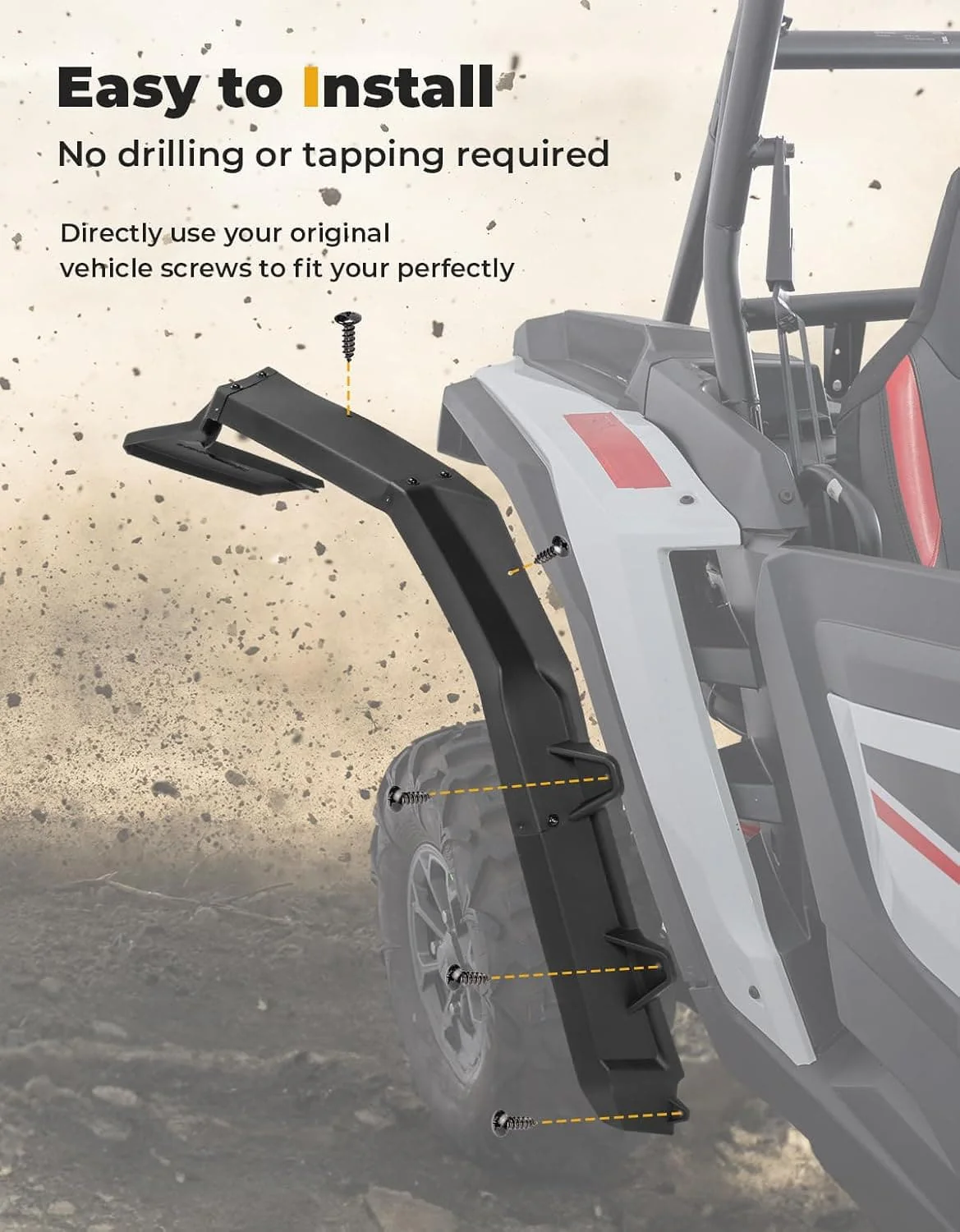 Fender Flares 8.5" Extended Mud Flaps for 2024-2026 Polaris RZR XP 4 1000 (4PCS) - Image 5