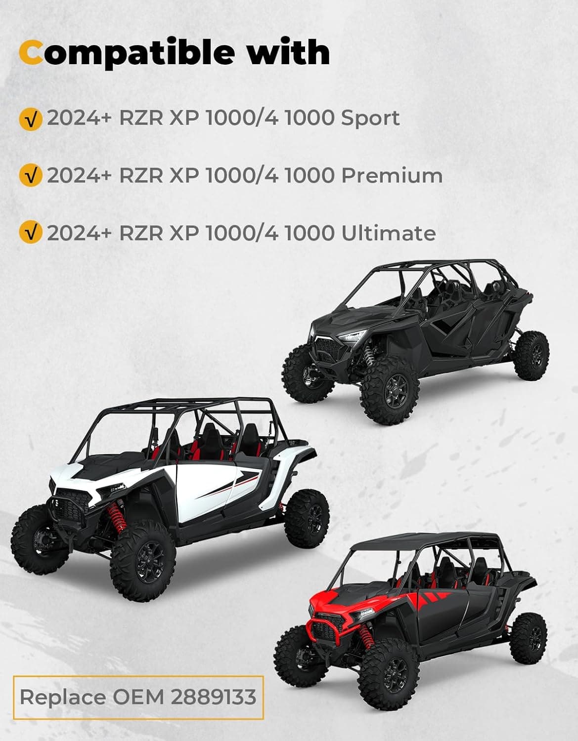 Fender Flares 8.5" Extended Mud Flaps for 2024-2026 Polaris RZR XP 4 1000 (4PCS) - Image 6