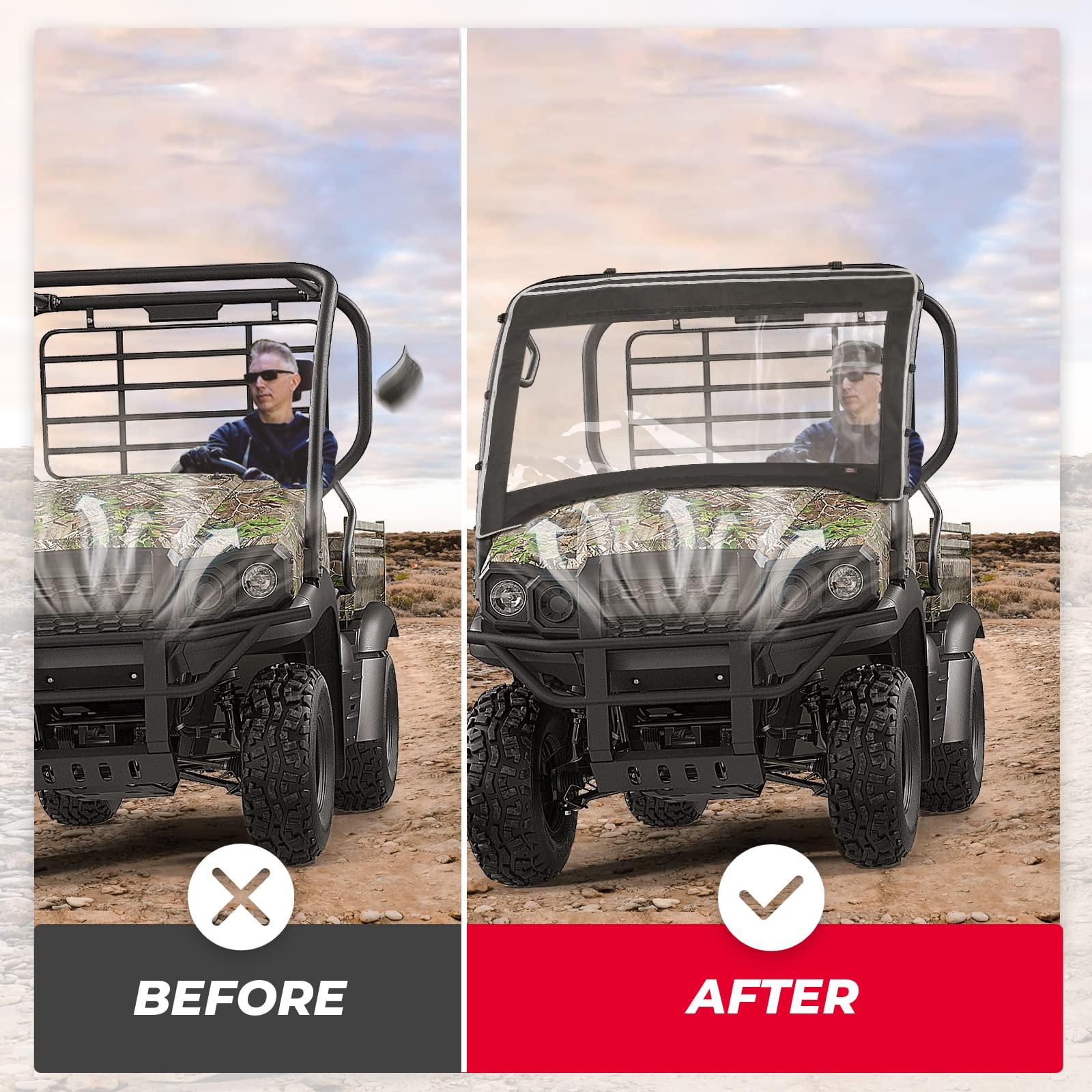 600D Oxford Fabric Front Windshield for Kawasaki Mule 610 600 SX 600 - Image 7
