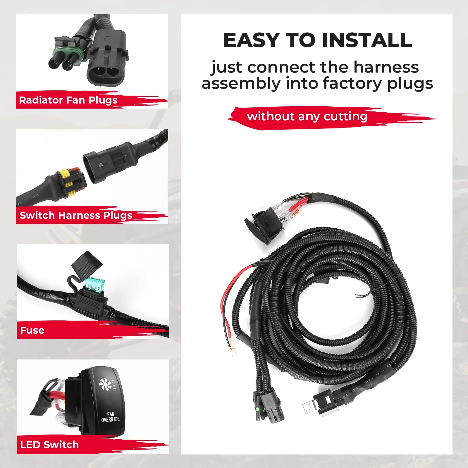 ATV/UTV Fan Override Switch Kit  with Relay For Polaris, Can-Am - Image 3